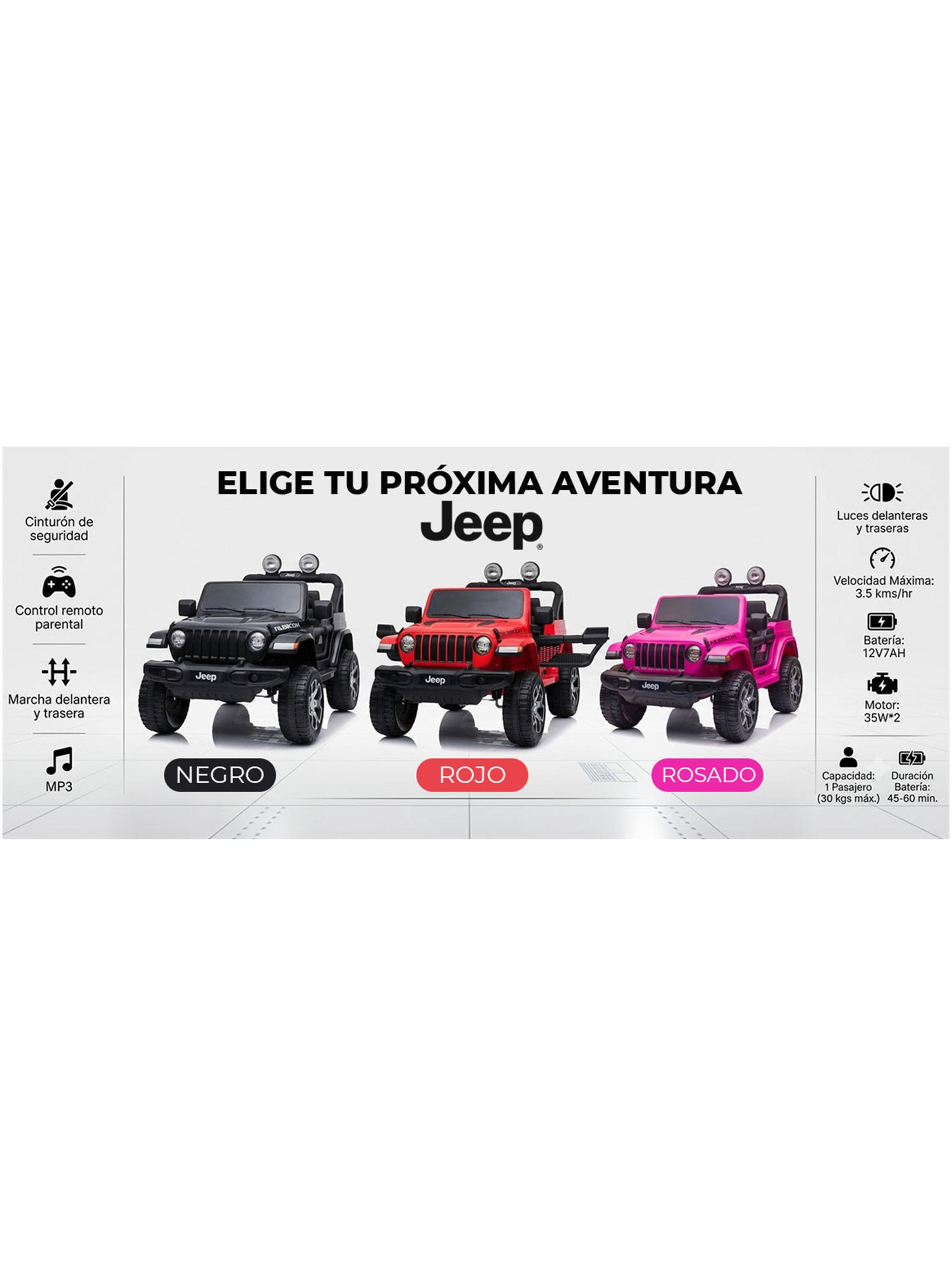 Jeep Rubicom Batería 12V Licencia Jeep Rojo-3