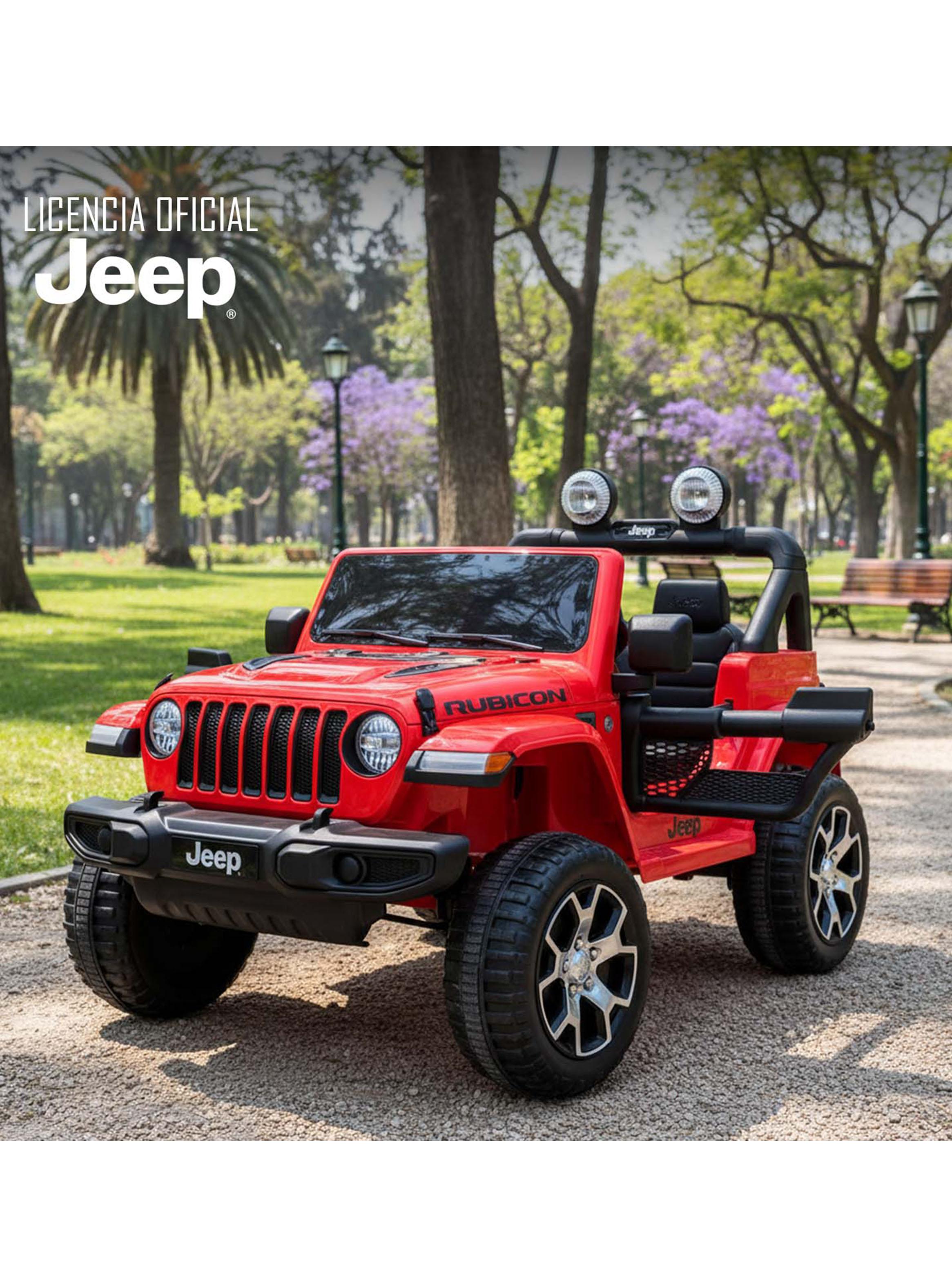 Jeep Rubicom Batería 12V Licencia Jeep Rojo-5