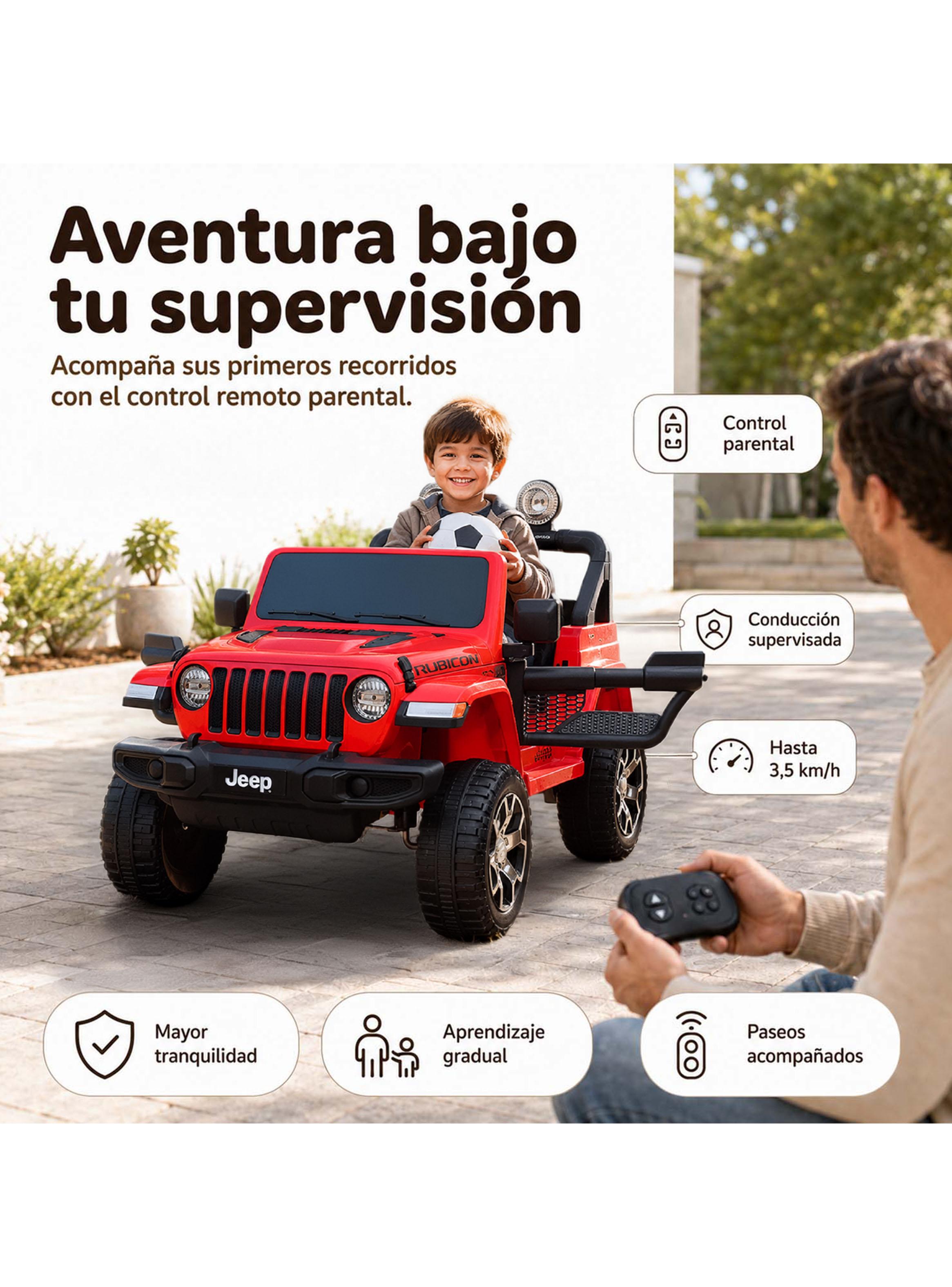 Jeep Rubicom Batería 12V Licencia Jeep Rojo-2