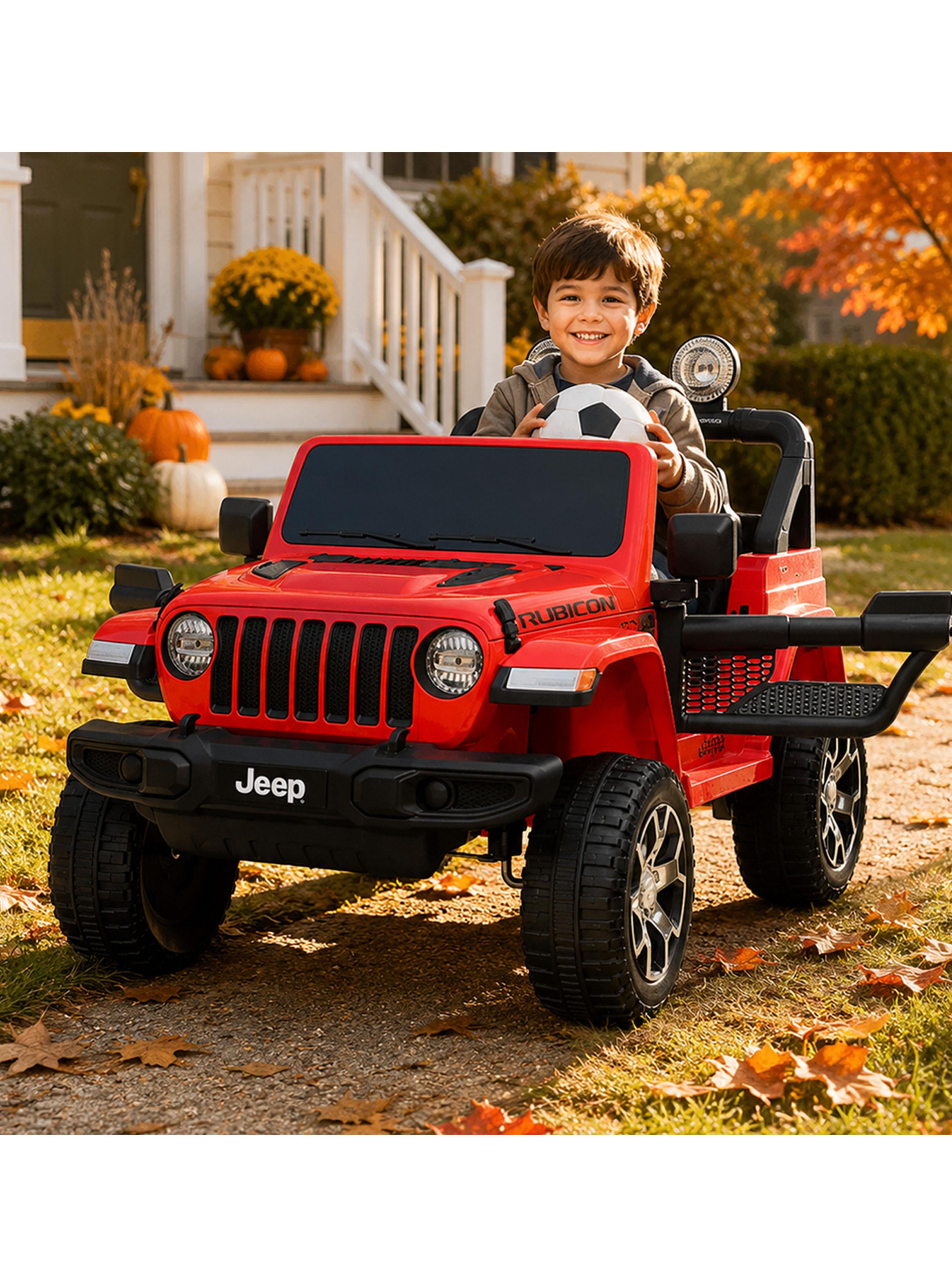 Jeep Rubicom Batería 12V Licencia Jeep Rojo-4