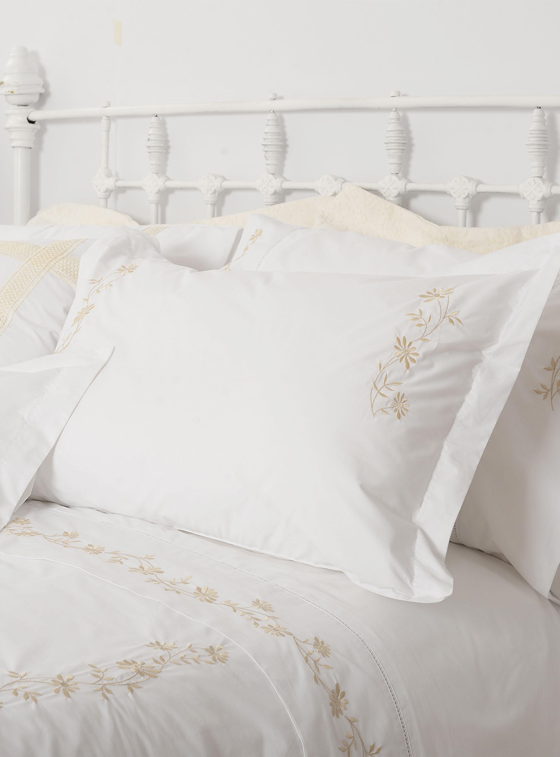 Set de Fundas Bordada Floral Marfil 220 Hilos 50x70cm-2