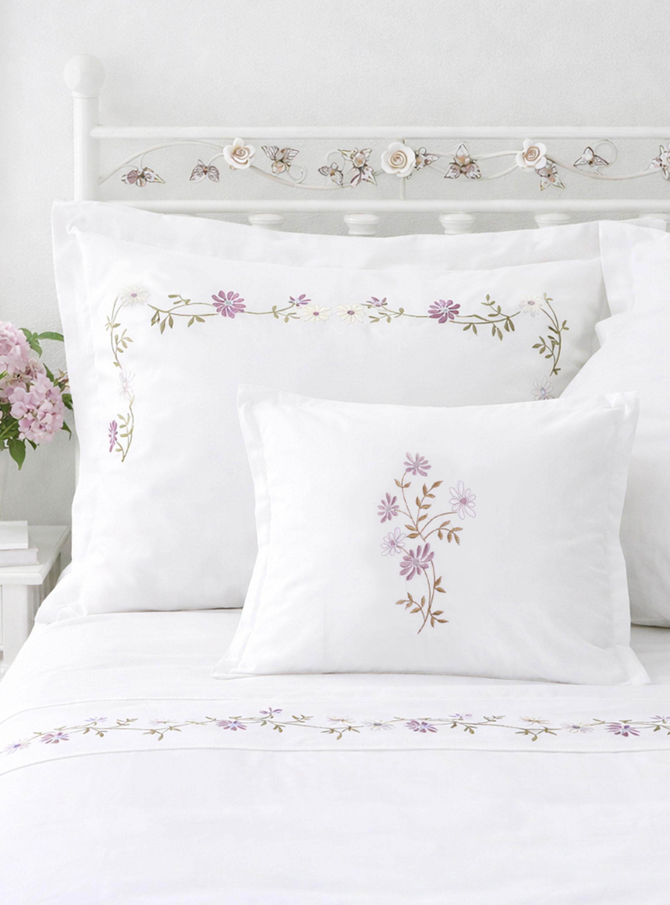 Set de Fundas Bordada Margarita Malva 220 Hilos 50x70cm-0