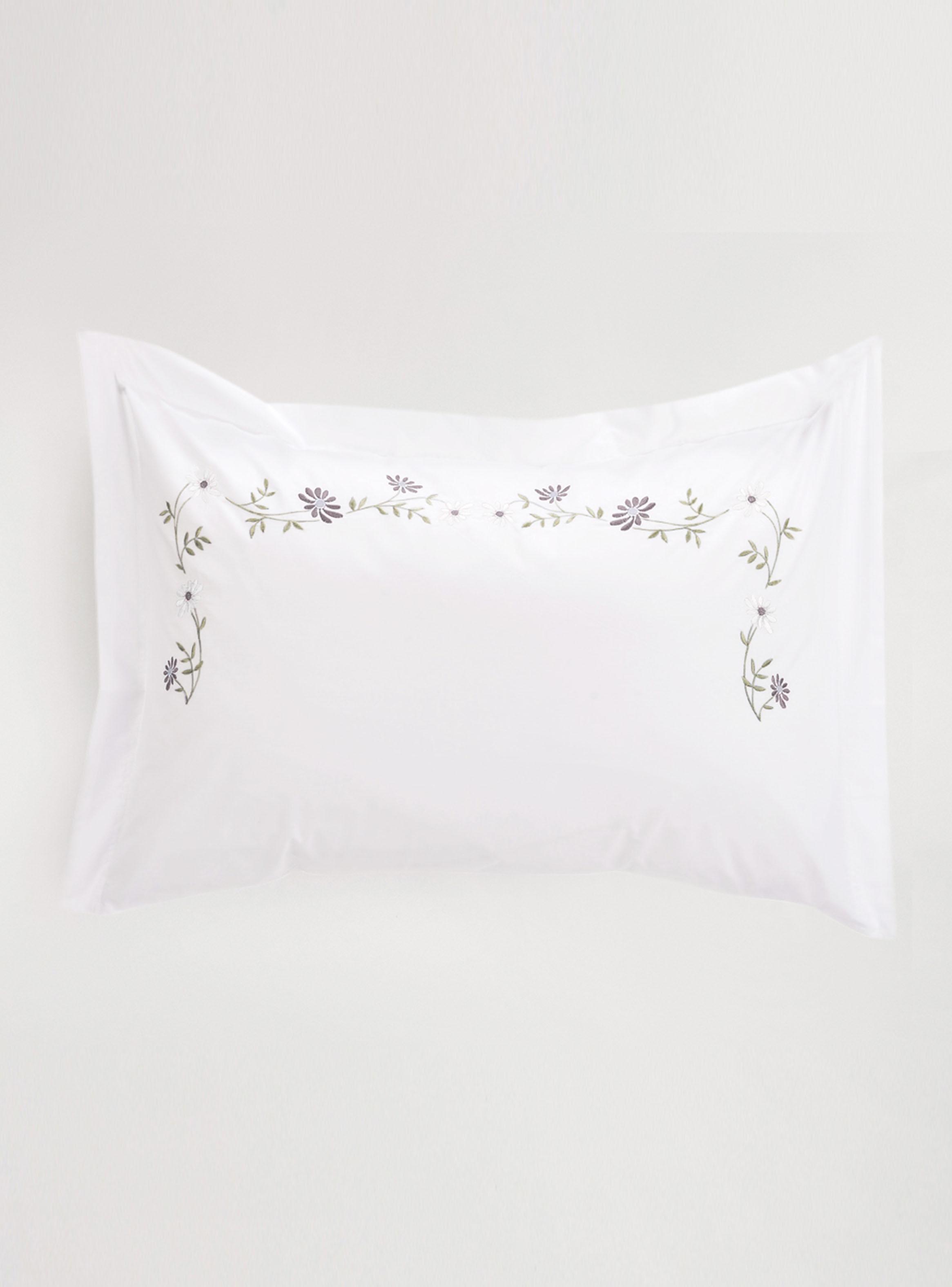 Set de Fundas Bordada Margarita Malva 220 Hilos 50x70cm-1