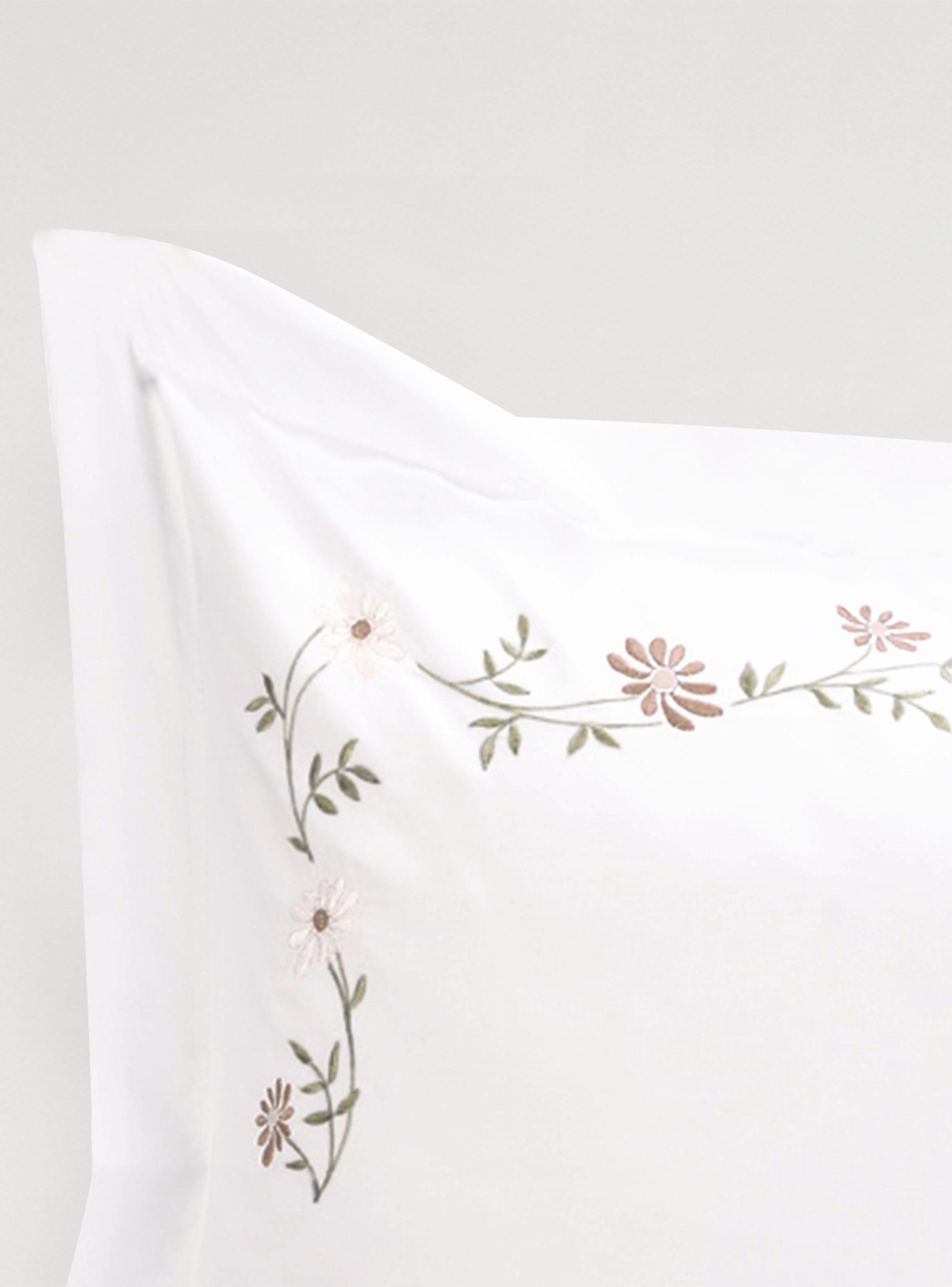 Set de Fundas Bordada Margarita Nacar 220 Hilos 50x70cm-1