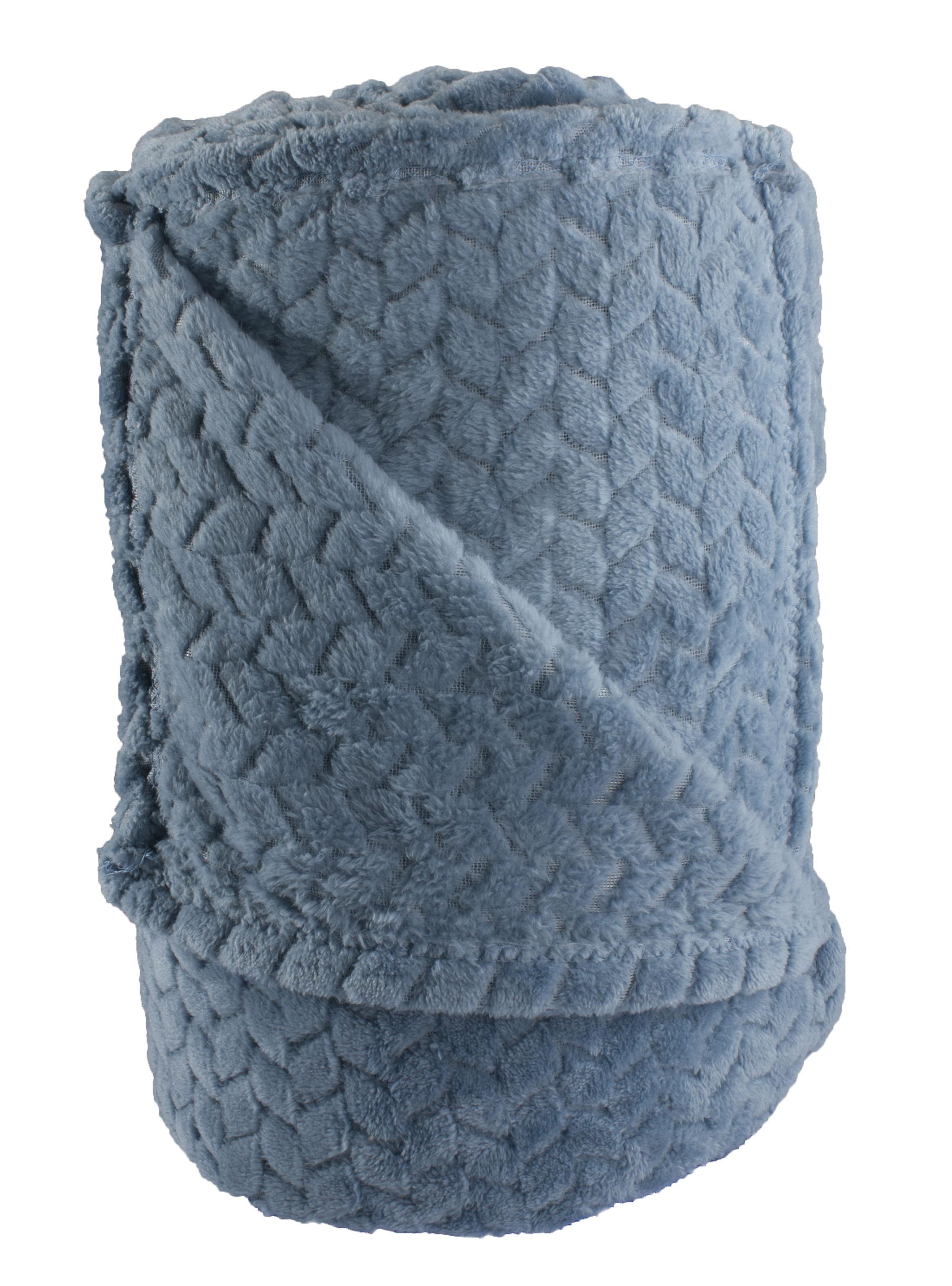 Frazada Jacquard Flannel Azul 1.5 Plazas-2