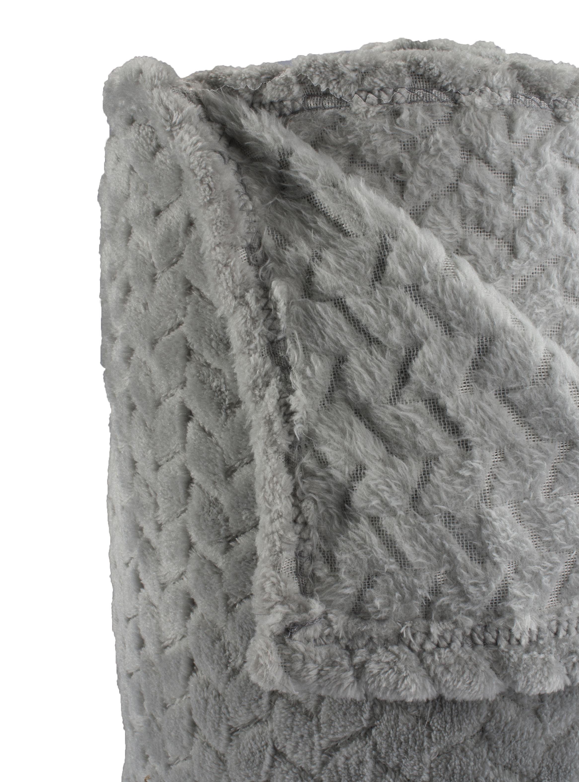 Frazada Jacquard Flannel Gris 1.5 Plazas-2