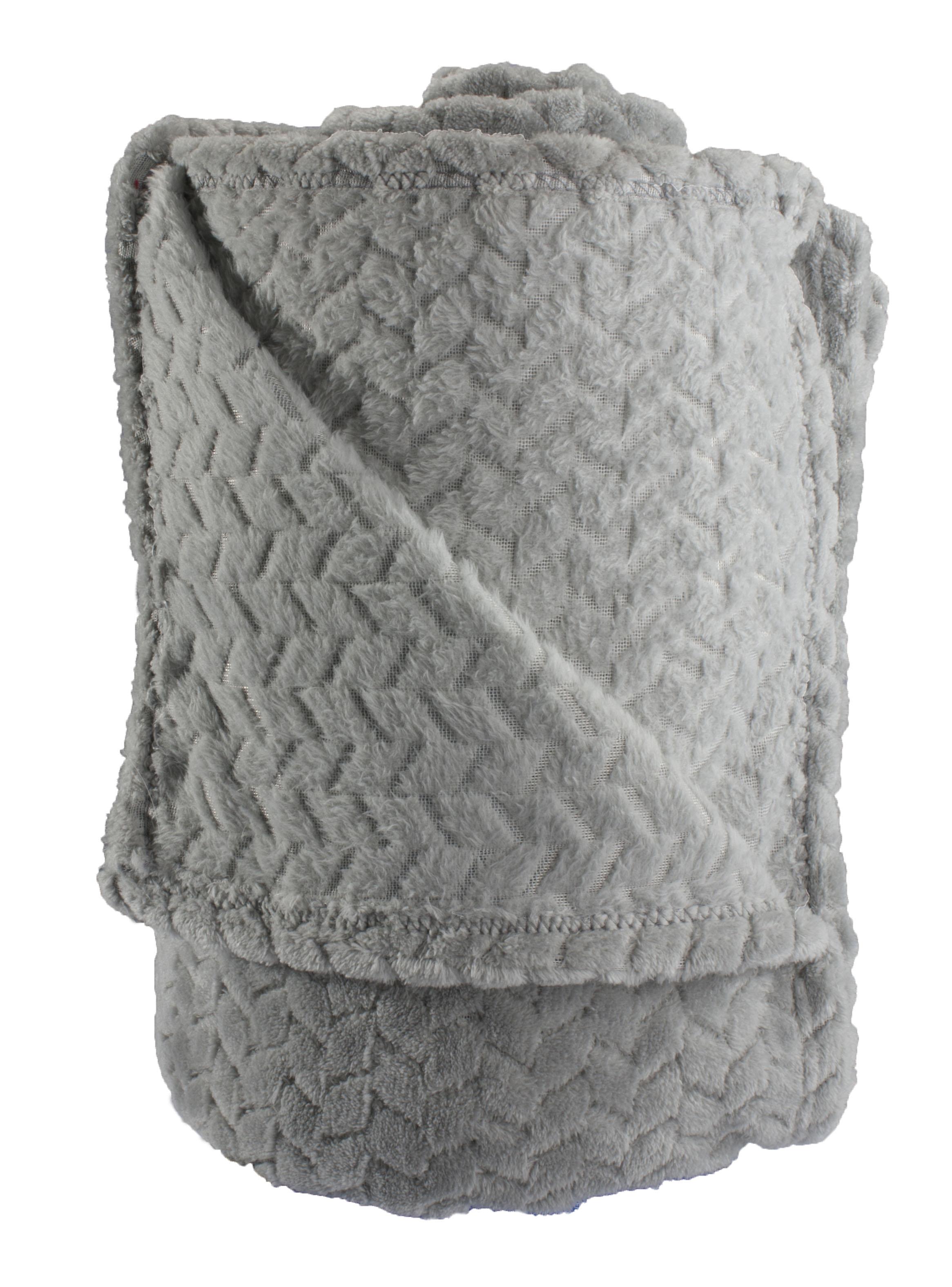 Frazada Jacquard Flannel Gris 1.5 Plazas-1