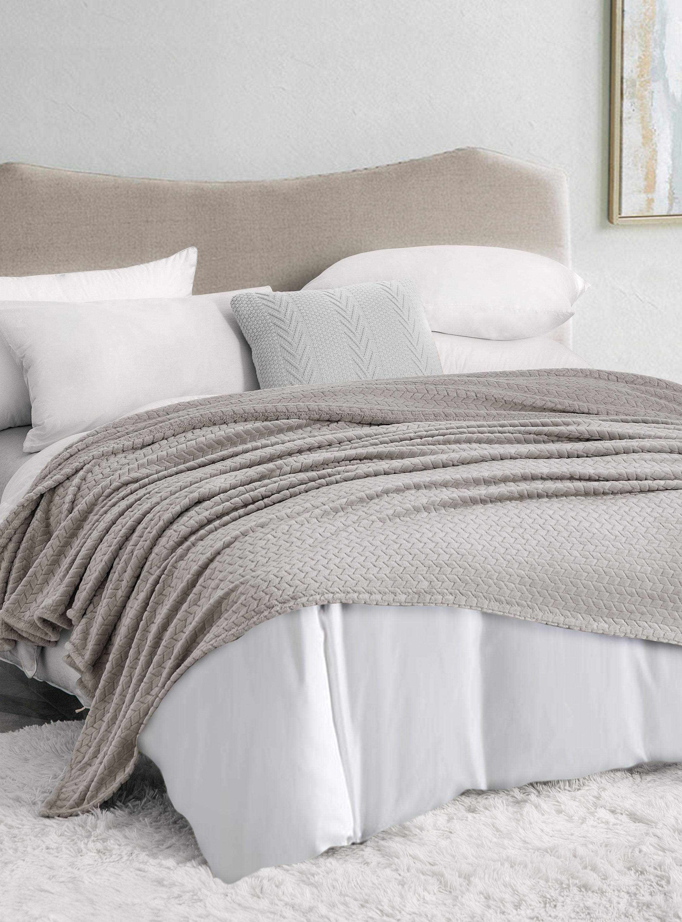 Frazada Jacquard Flannel Gris 1.5 Plazas-0