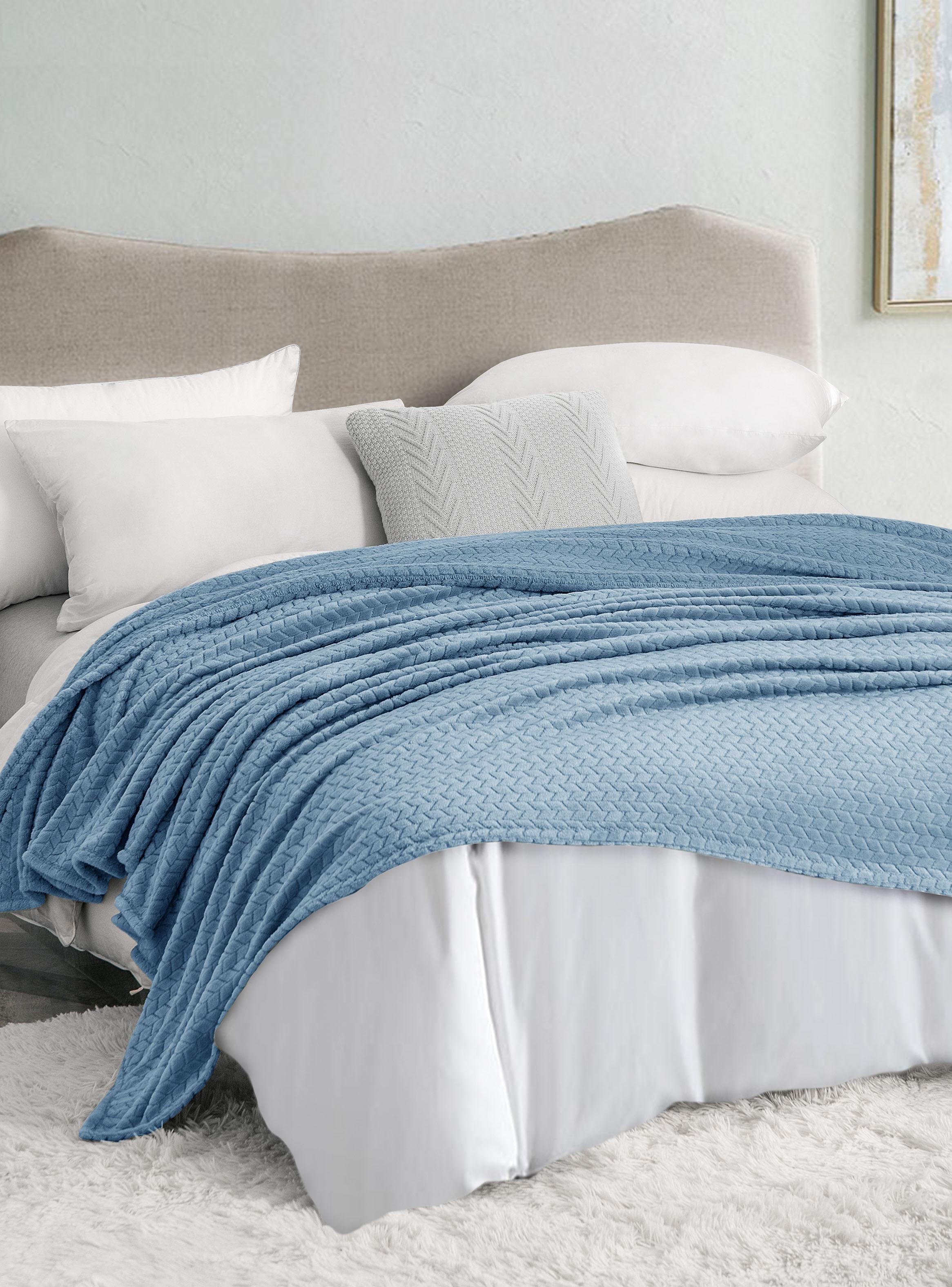 Frazada Jacquard Flannel Azul 2 Plazas-0