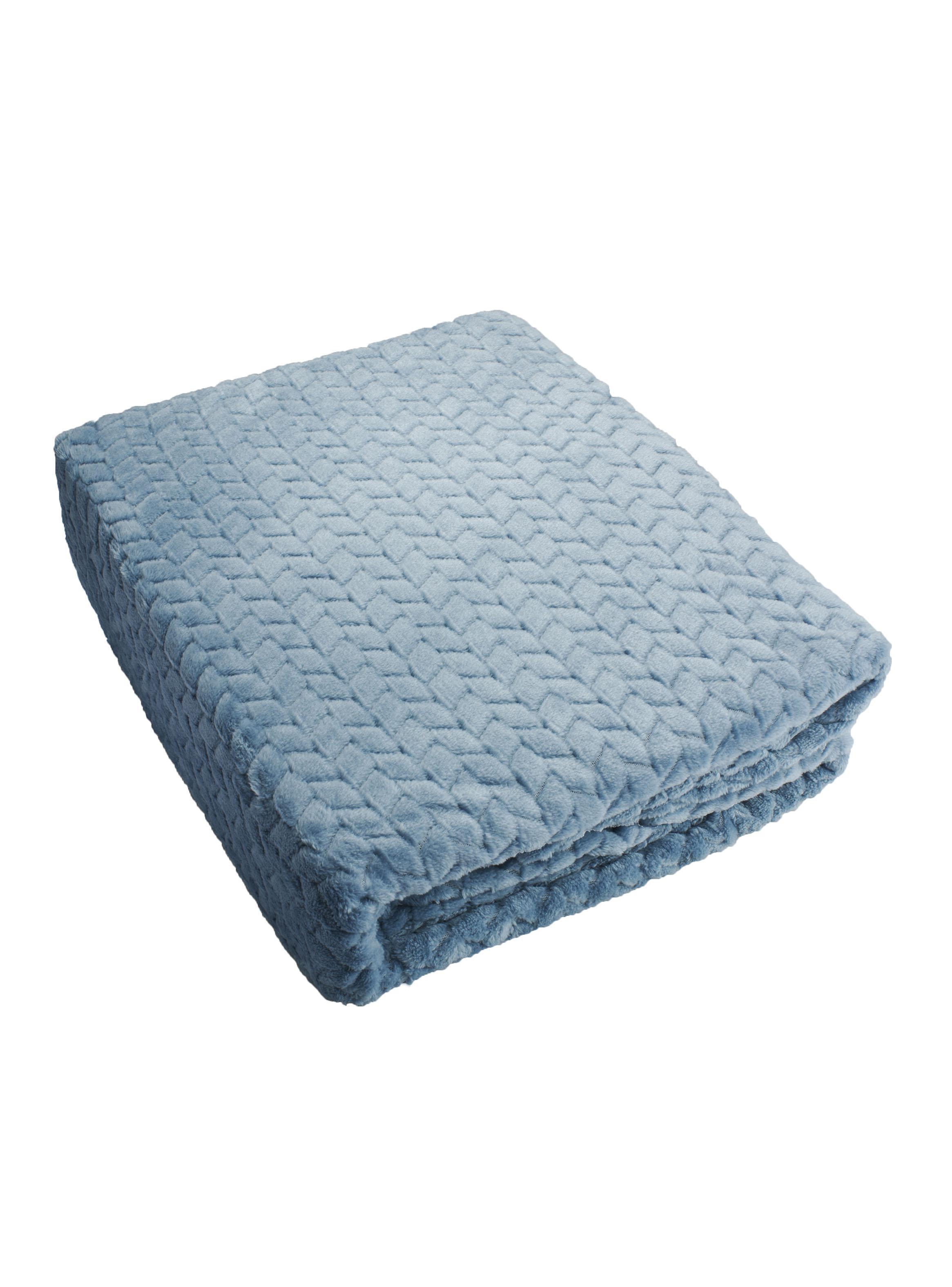 Frazada Jacquard Flannel Azul 2 Plazas-3