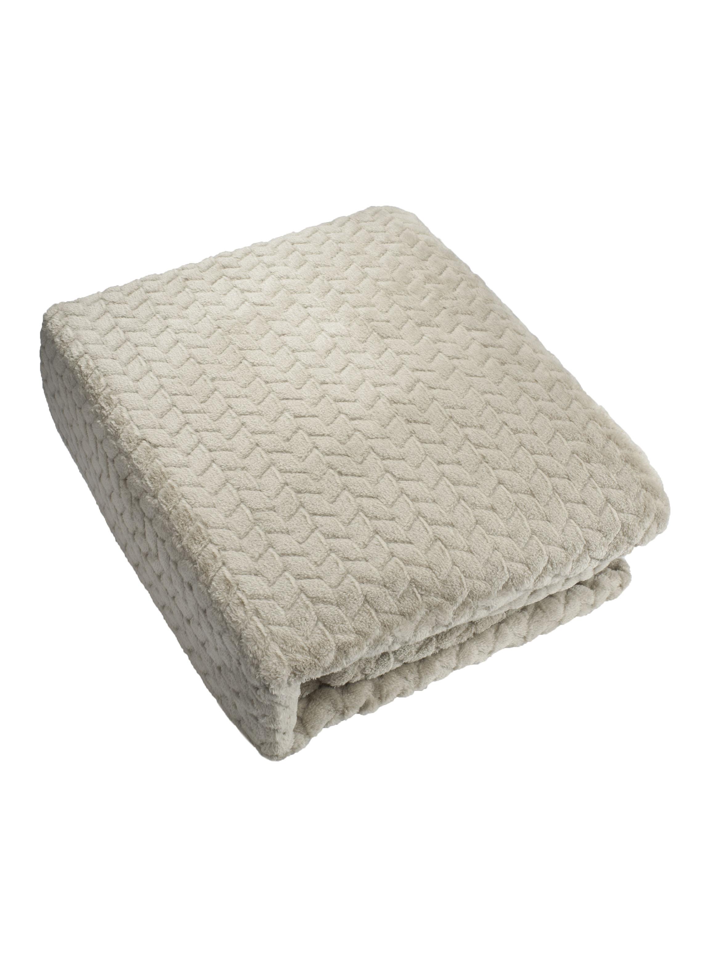 Frazada Jacquard Flannel Beige 2 Plazas-3
