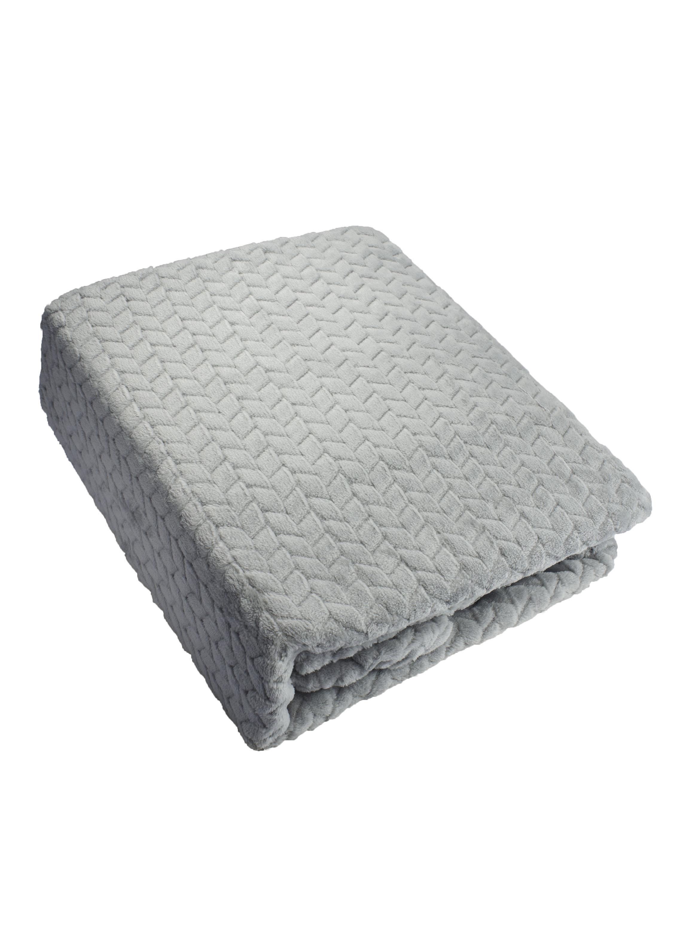 Frazada Jacquard Flannel Gris 2 Plazas-3