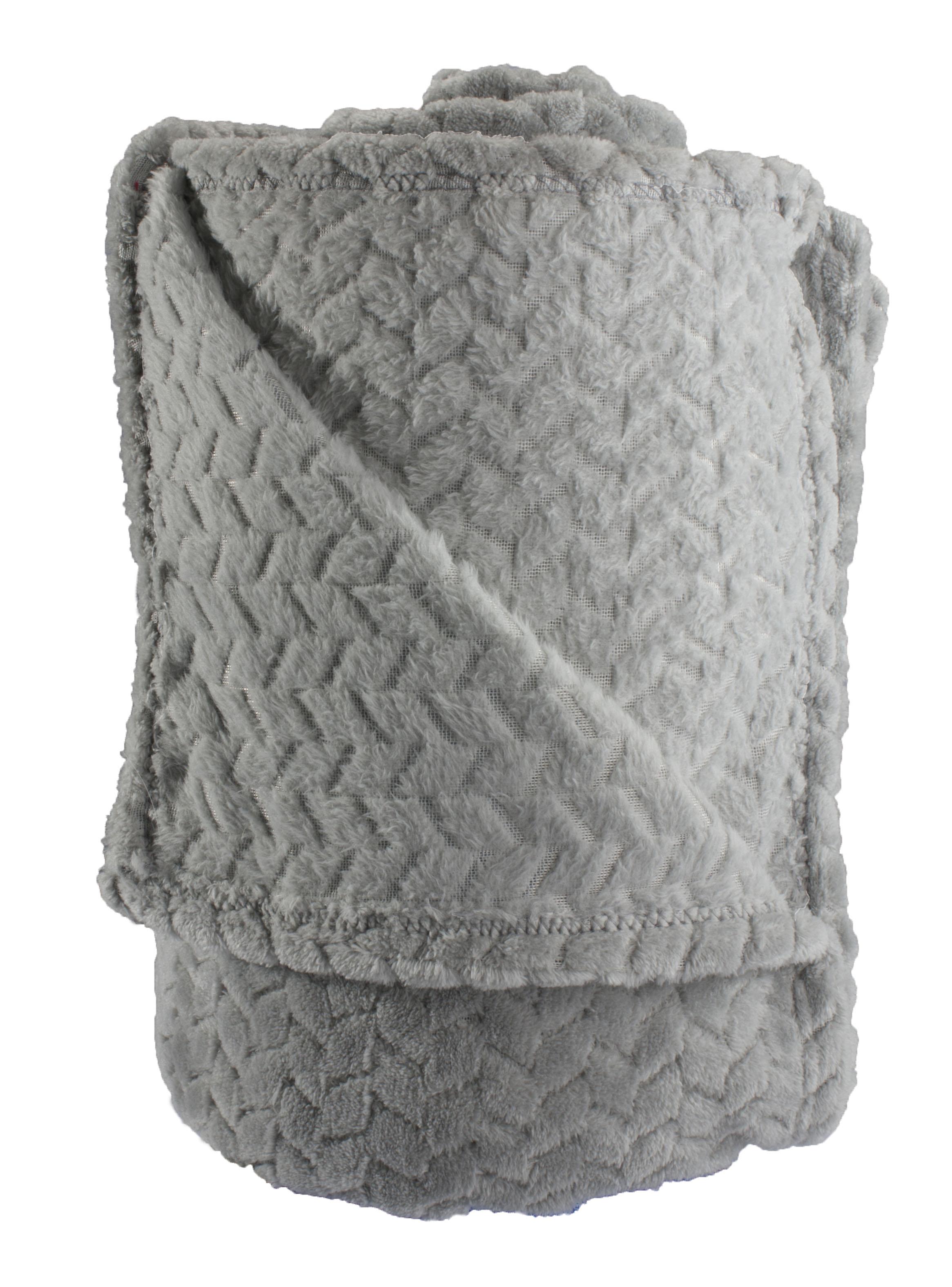 Frazada Jacquard Flannel Gris 2 Plazas-1