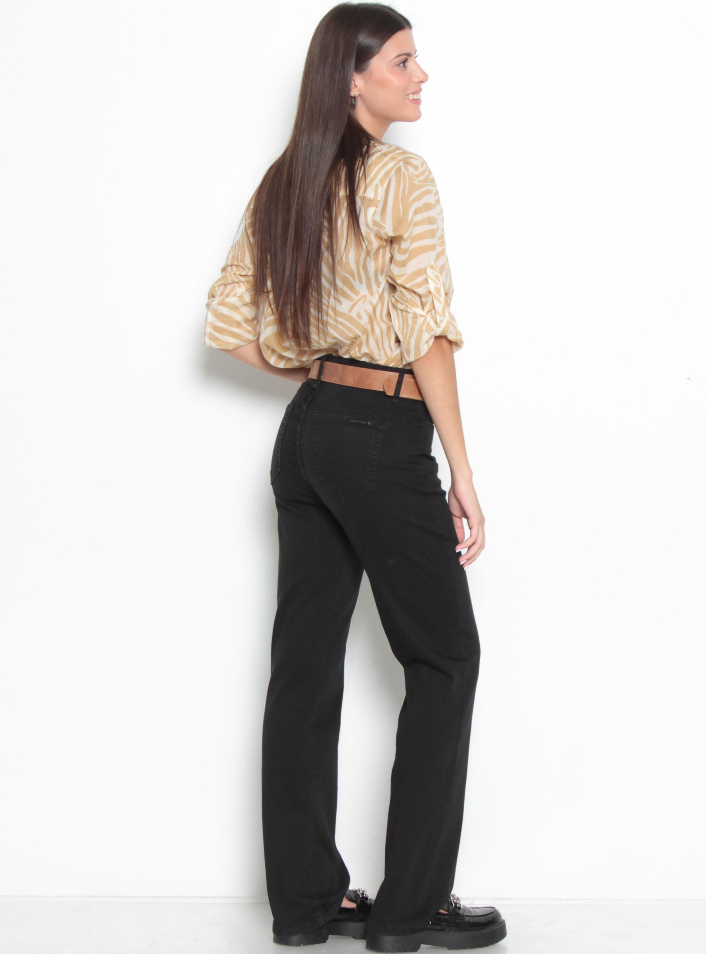 Jeans Básico Recto Tiro Alto Pretina Theresa-4