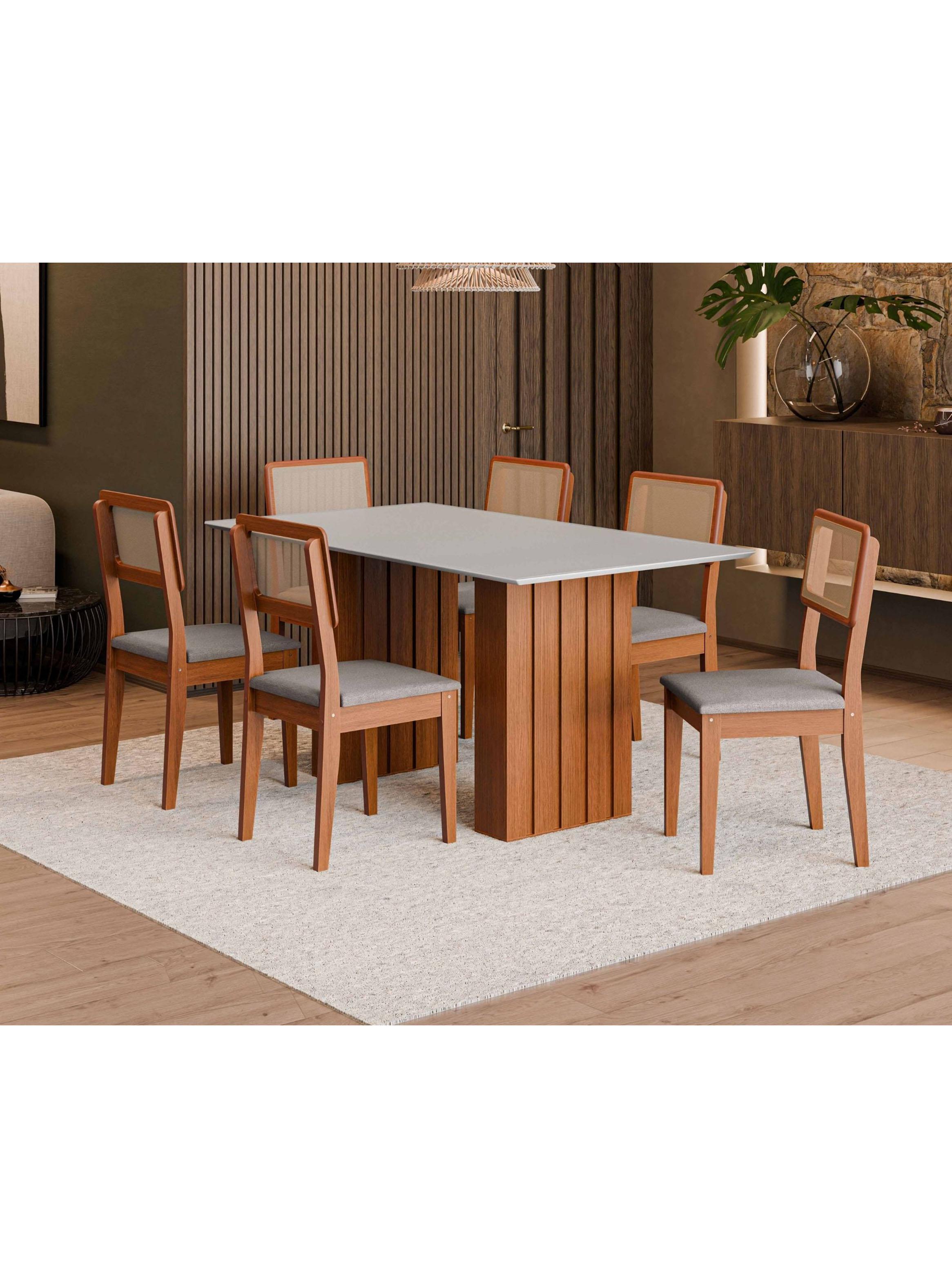 Juego Comedor Santiago 6 Sillas + Mesa Rectangular Blanco-4