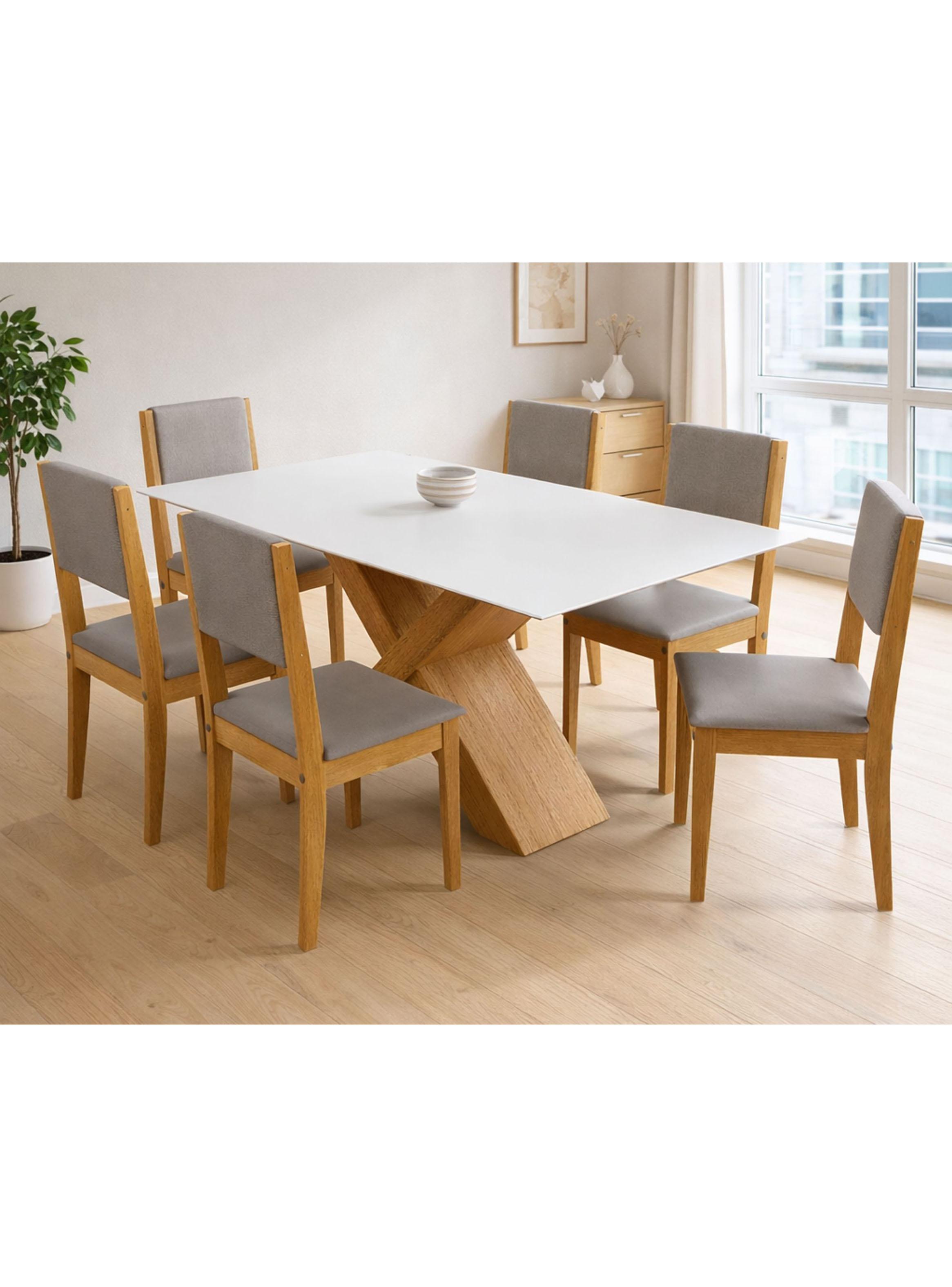 Juego de Comedor Dubai 6 Sillas + Mesa Rectangular Blanco-4