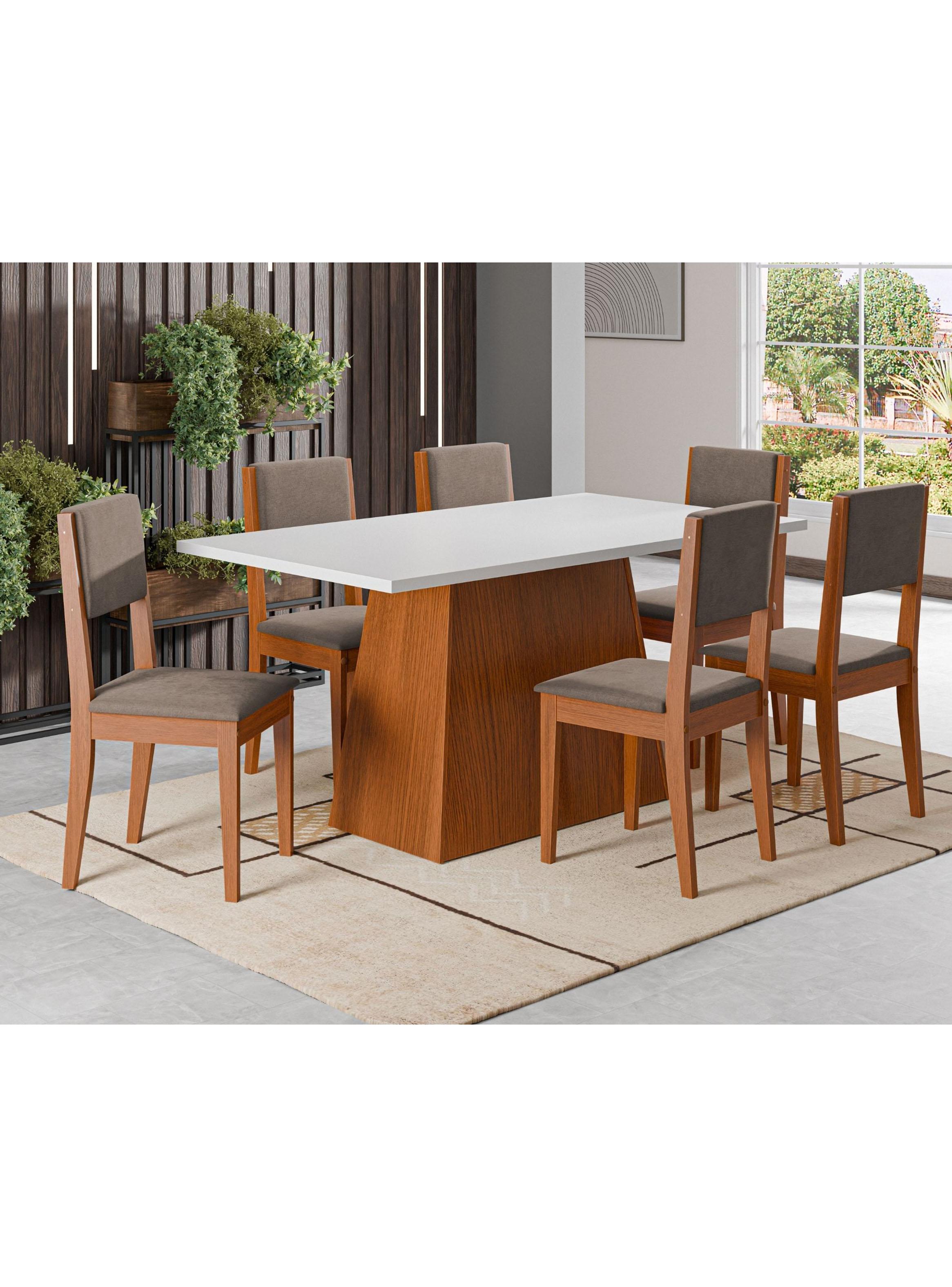 Juego de Comedor Trento 6 Sillas + Mesa Rectangular Blanco-4
