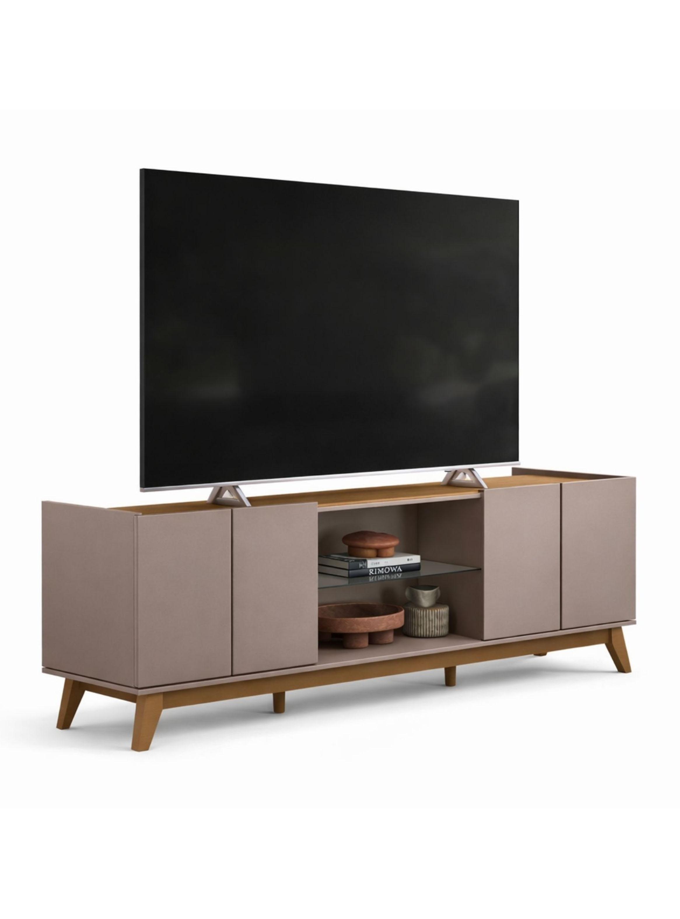 Rack TV  Guaruja Gris/Nogal para TV hasta 75''-2