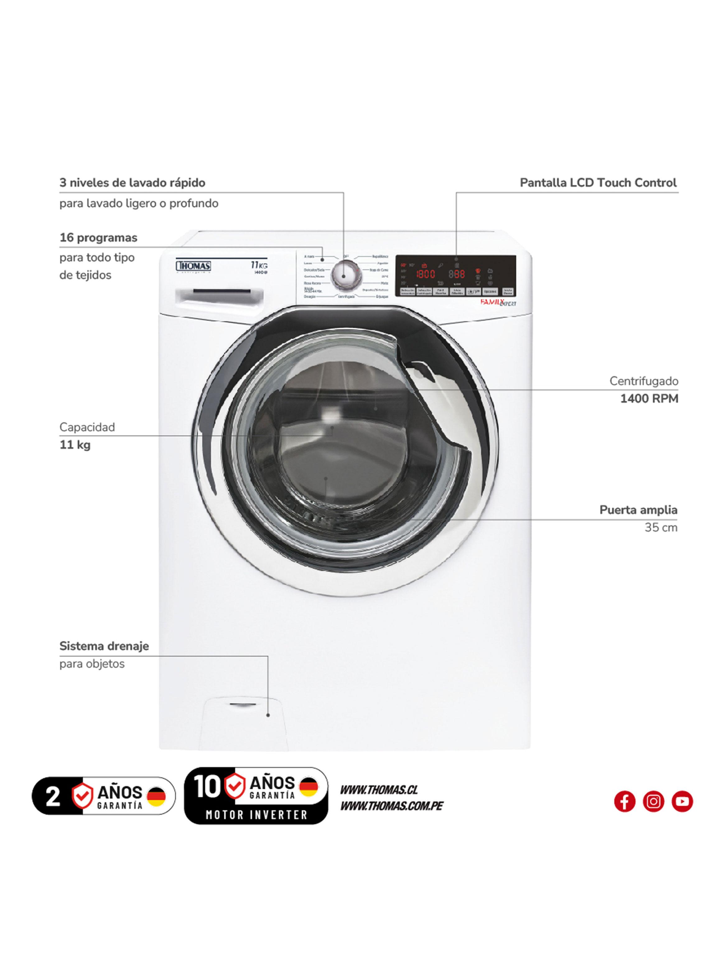 Lavadora Carga Frontal 11 Kg  TH-WM11K-2
