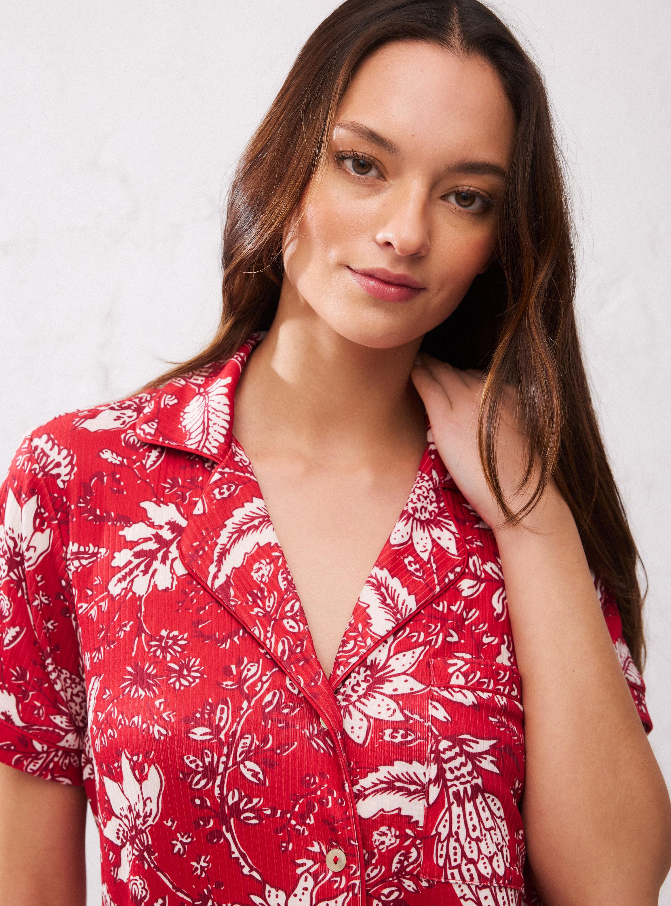 Pijama Camisero de Rib Elasticado Full Estampado-2