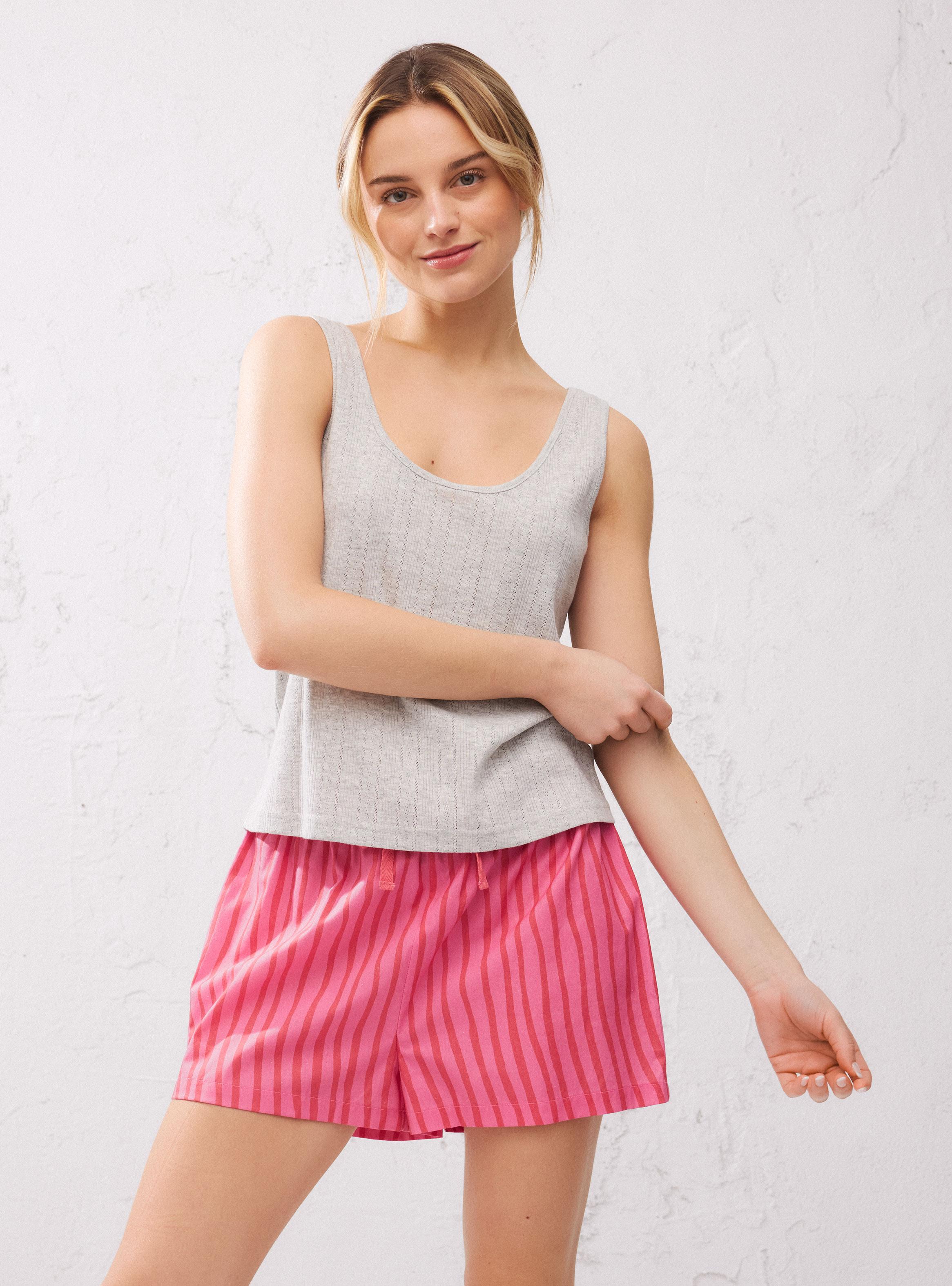 Pijama Top Tela Elasticada Jacquard Short Plano Full Print-0