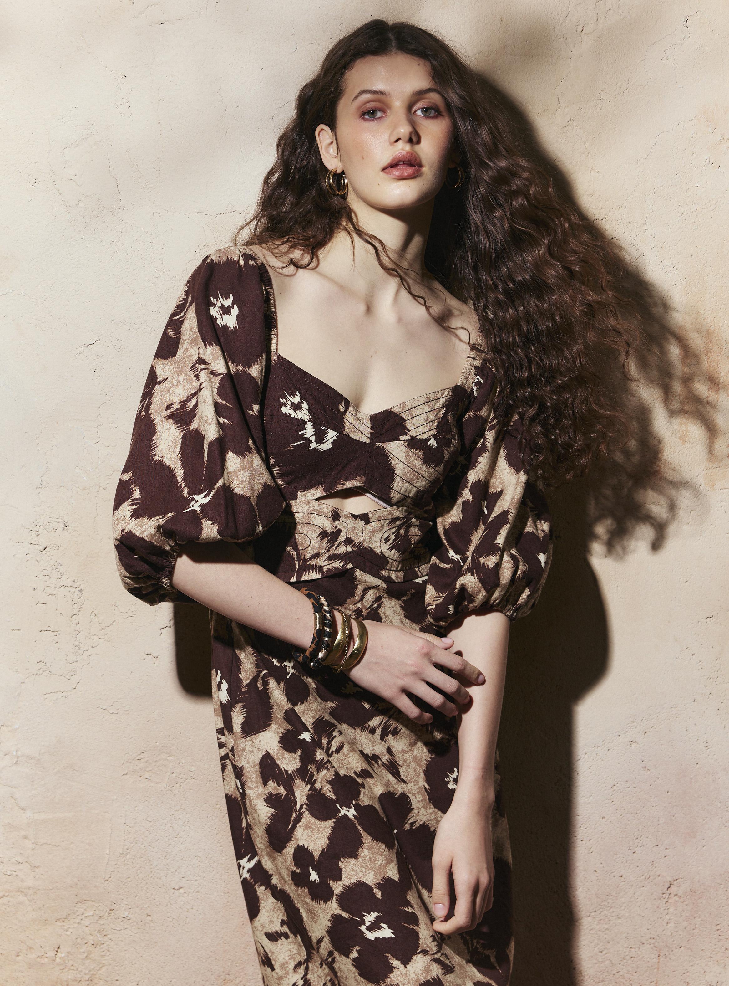 Vestido Estampado Panal de Abeja-0