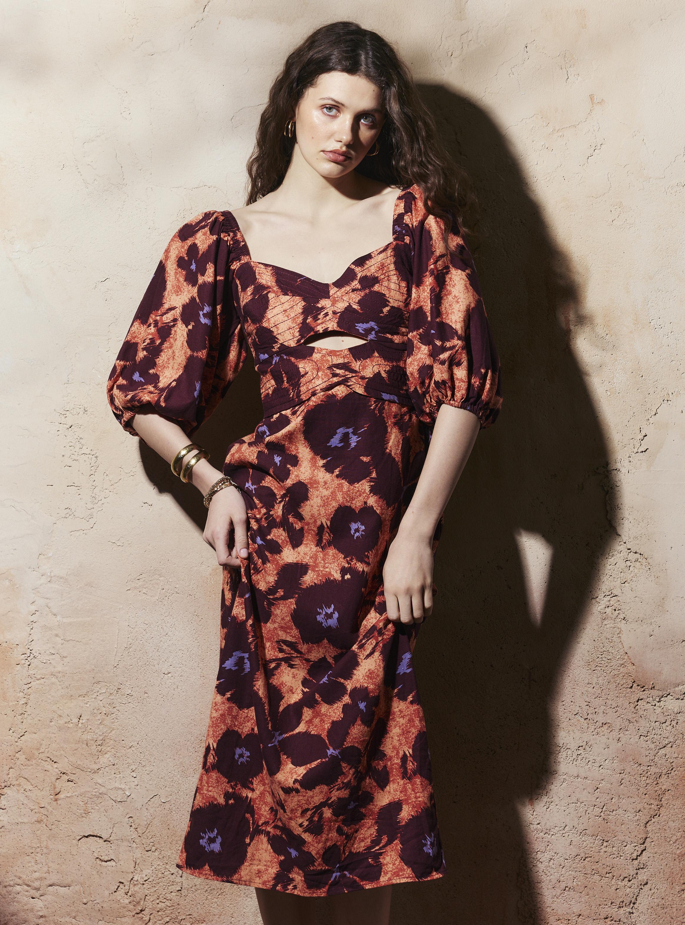 Vestido Estampado Panal de Abeja-0