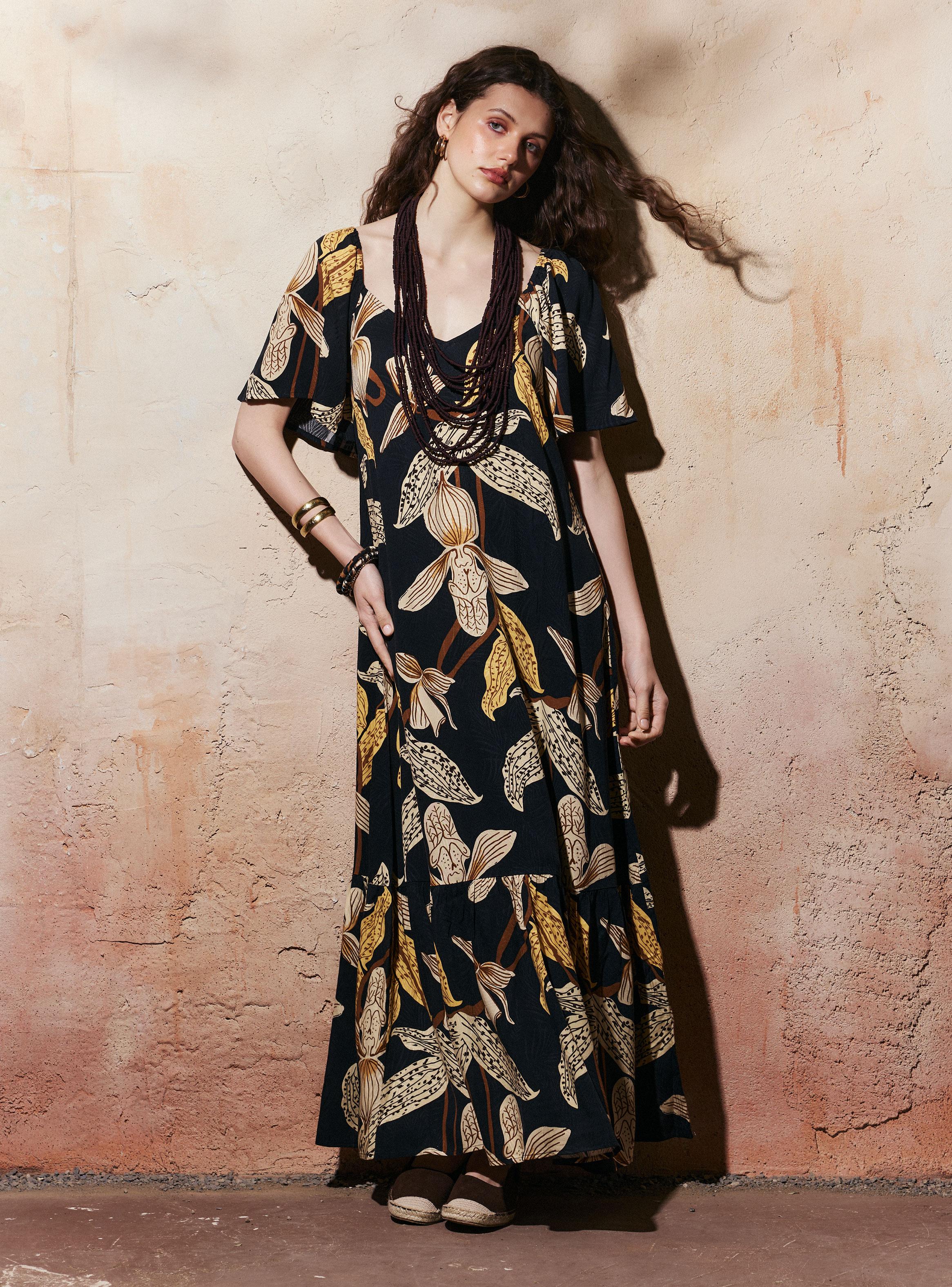 Vestido Estampado Escote Corazón-0