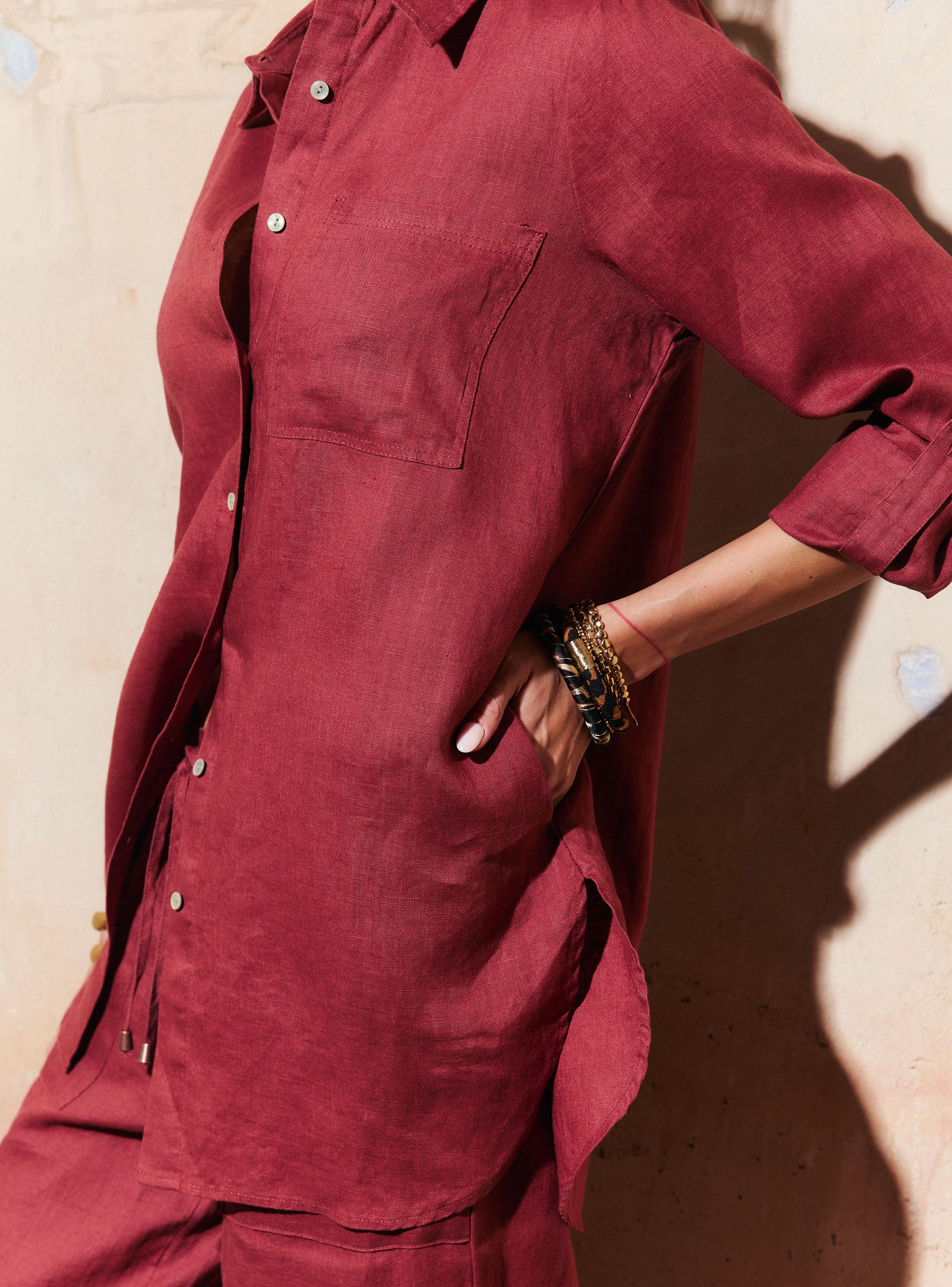 Blusa Camisera Larga Lino-3