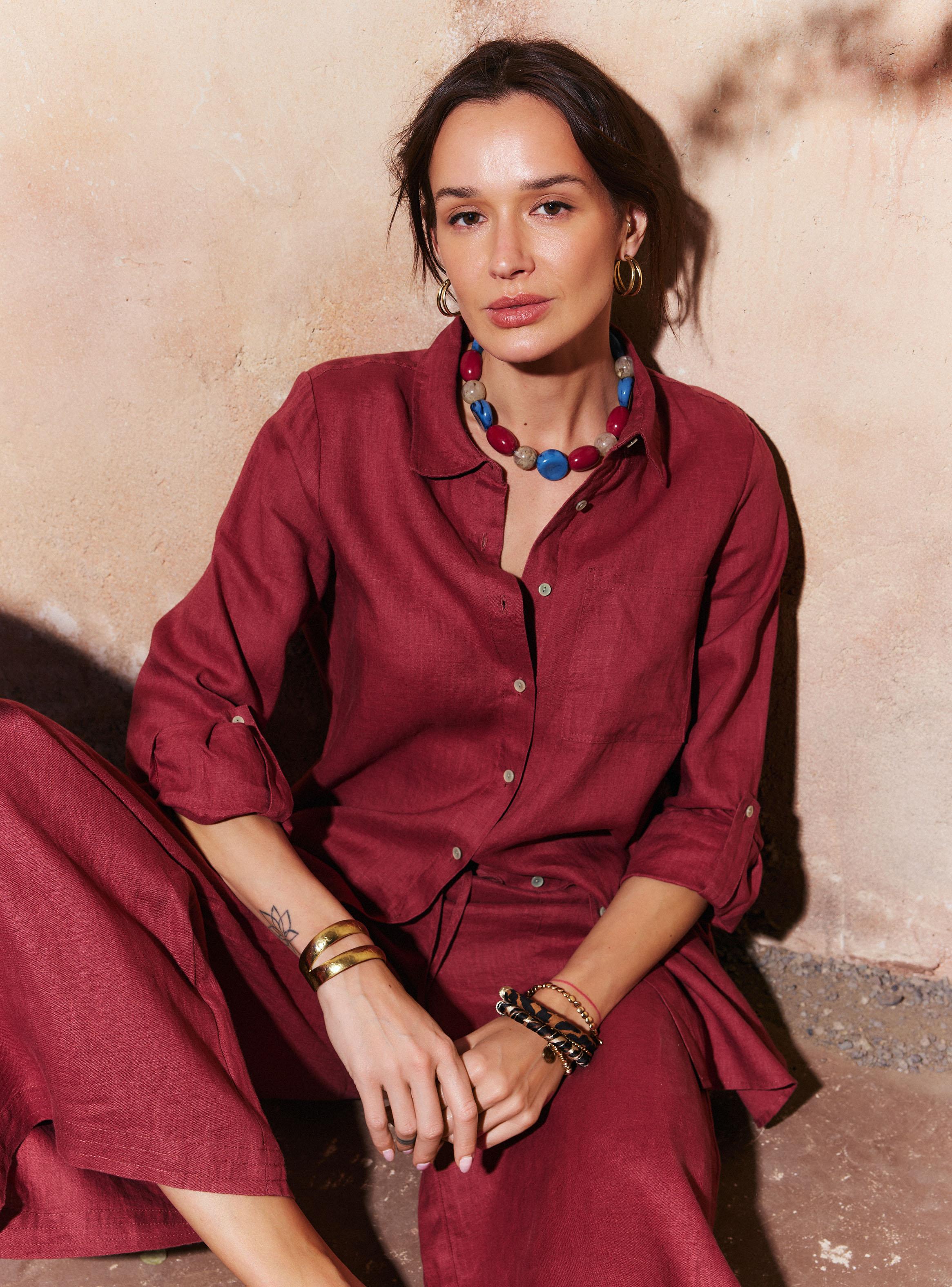 Blusa Camisera Larga Lino-2