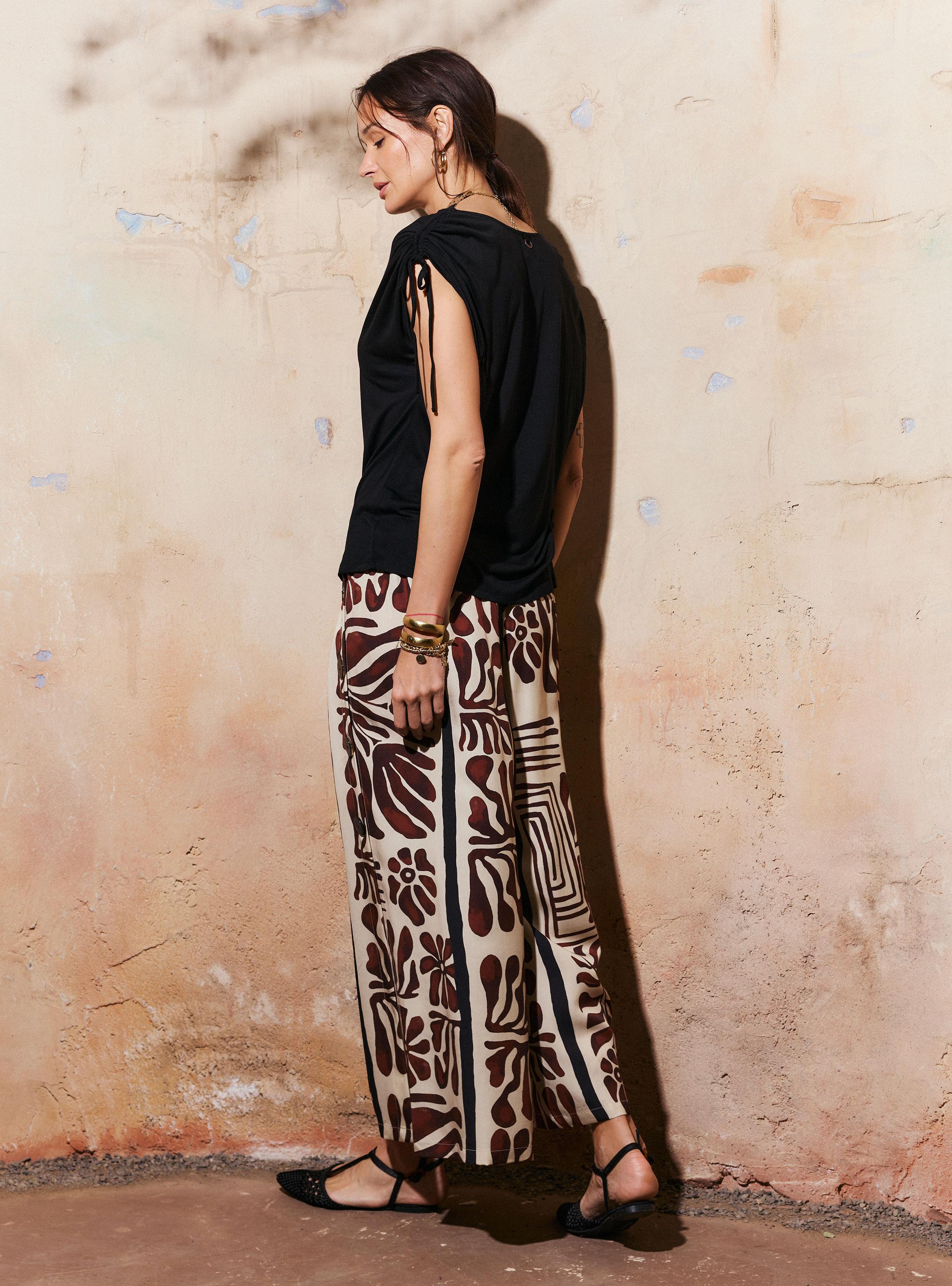 Pantalón Ancho Full Print Botones a los Costados-5