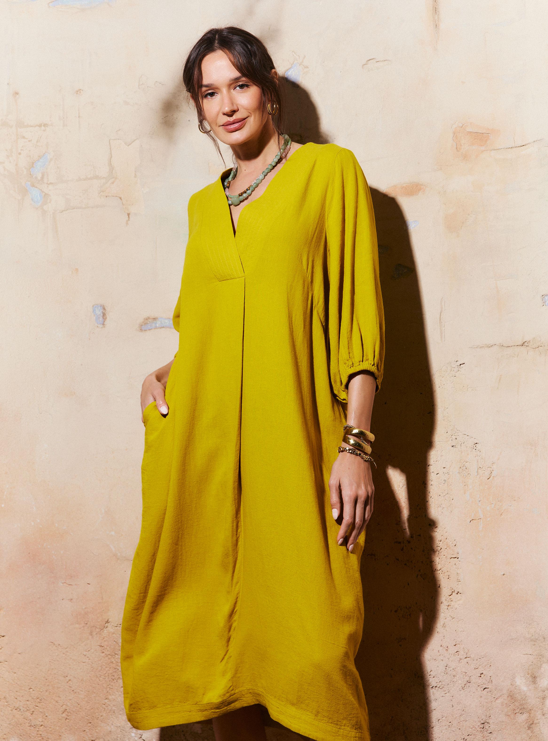 Vestido Color con Lino-0