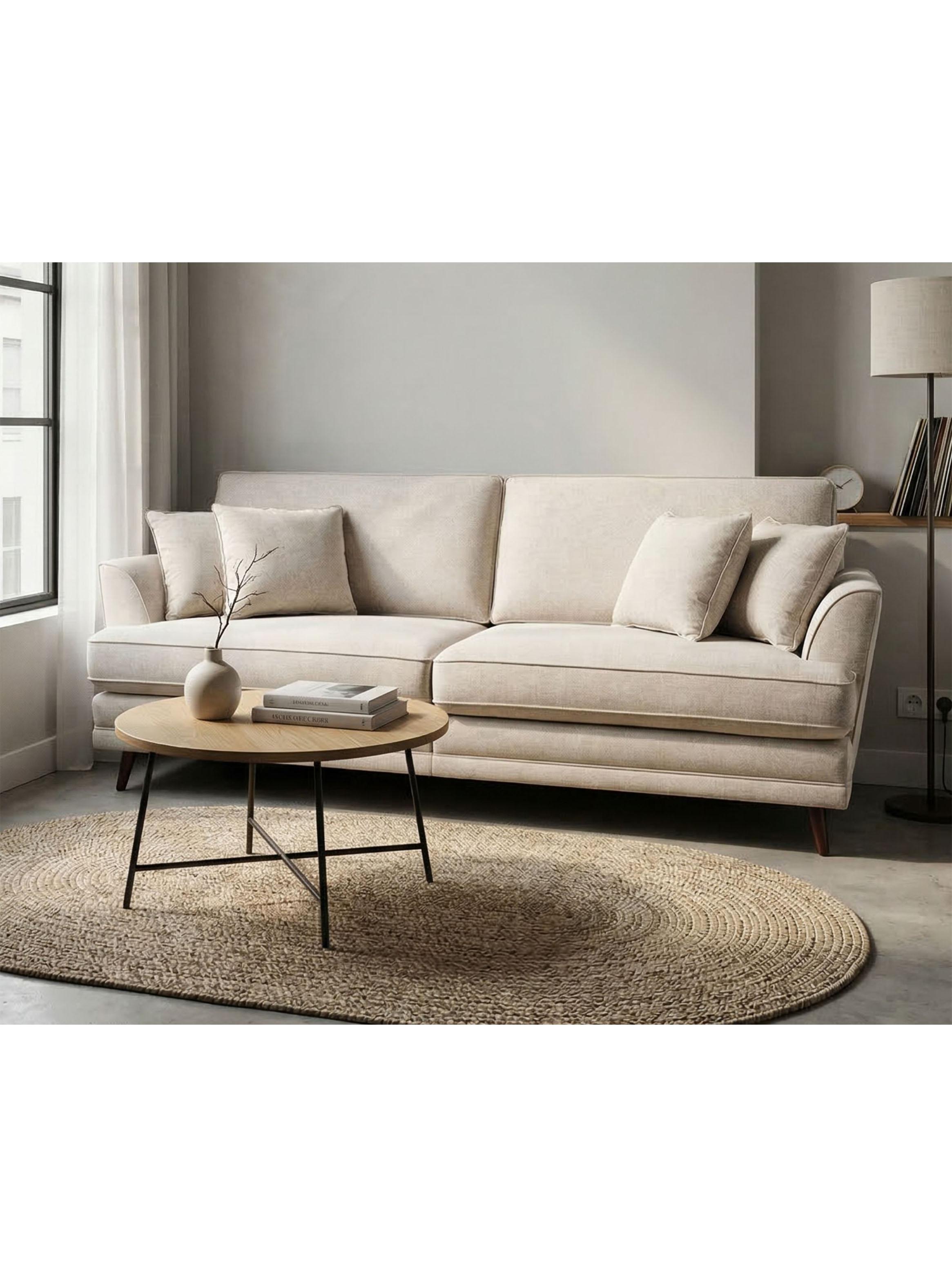 Sofá 3 Cuerpos Tailandia Lino Beige-3