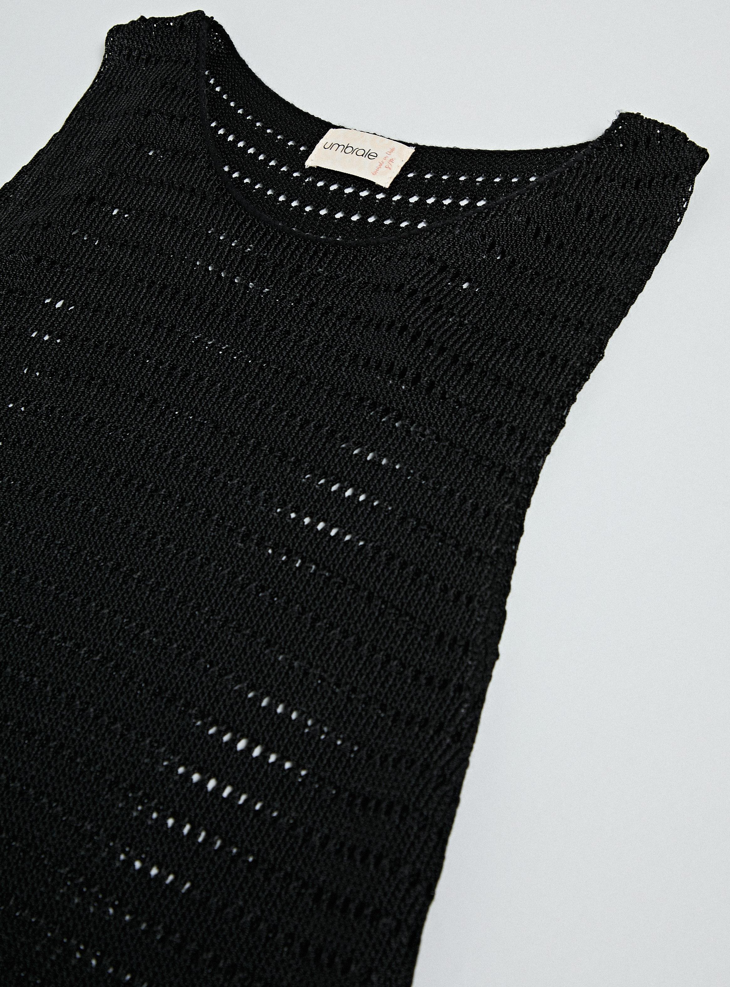 Vestido Tejido Calado con Detalle de Flecos-1