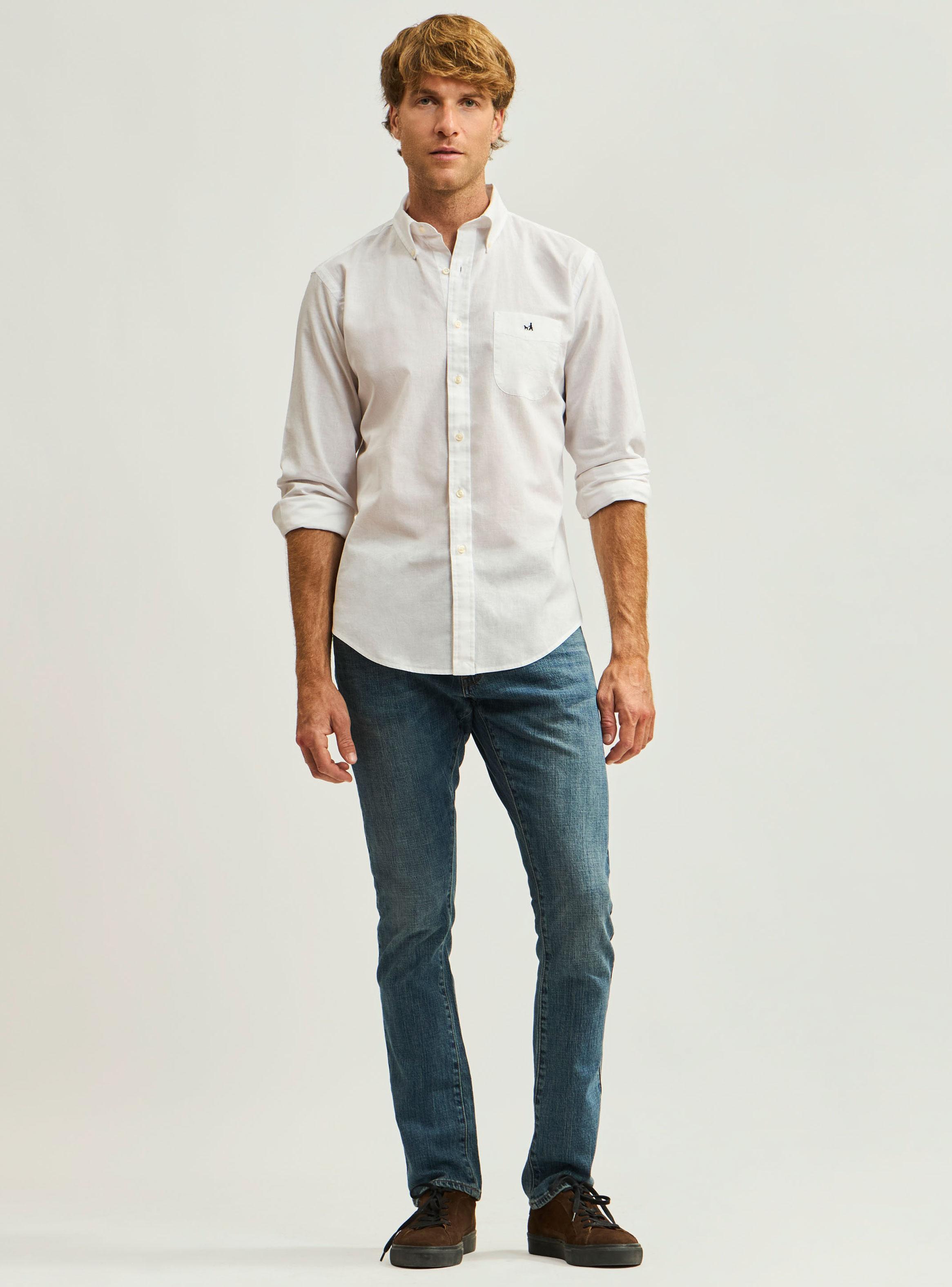 Camisa Button Down Lino Blanco-3