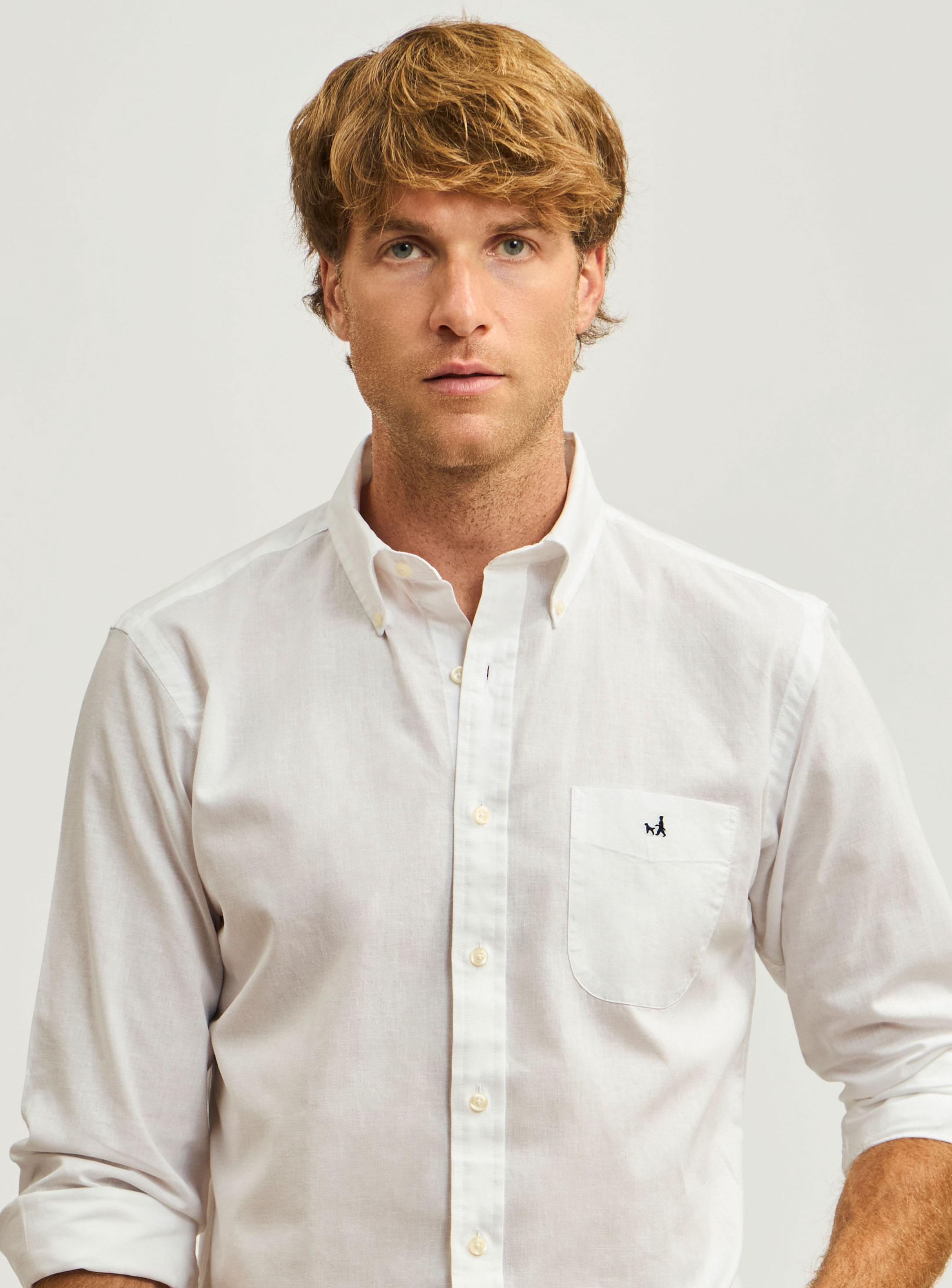 Camisa Button Down Lino Blanco-2