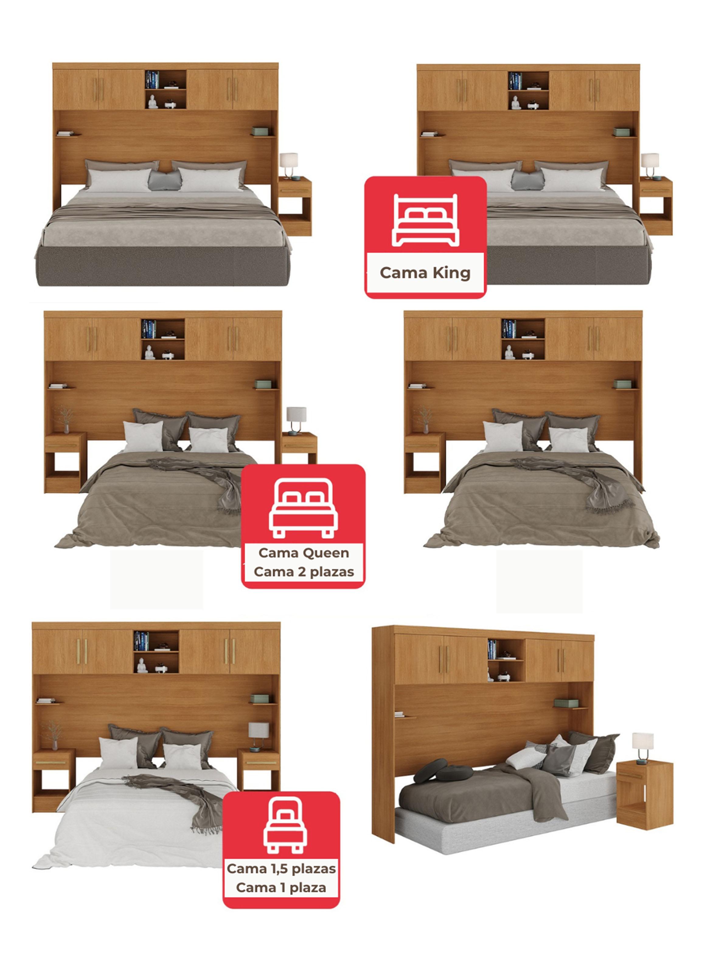 Set Dormitorio Traseraaéreo + 2 Veladores Canela-2