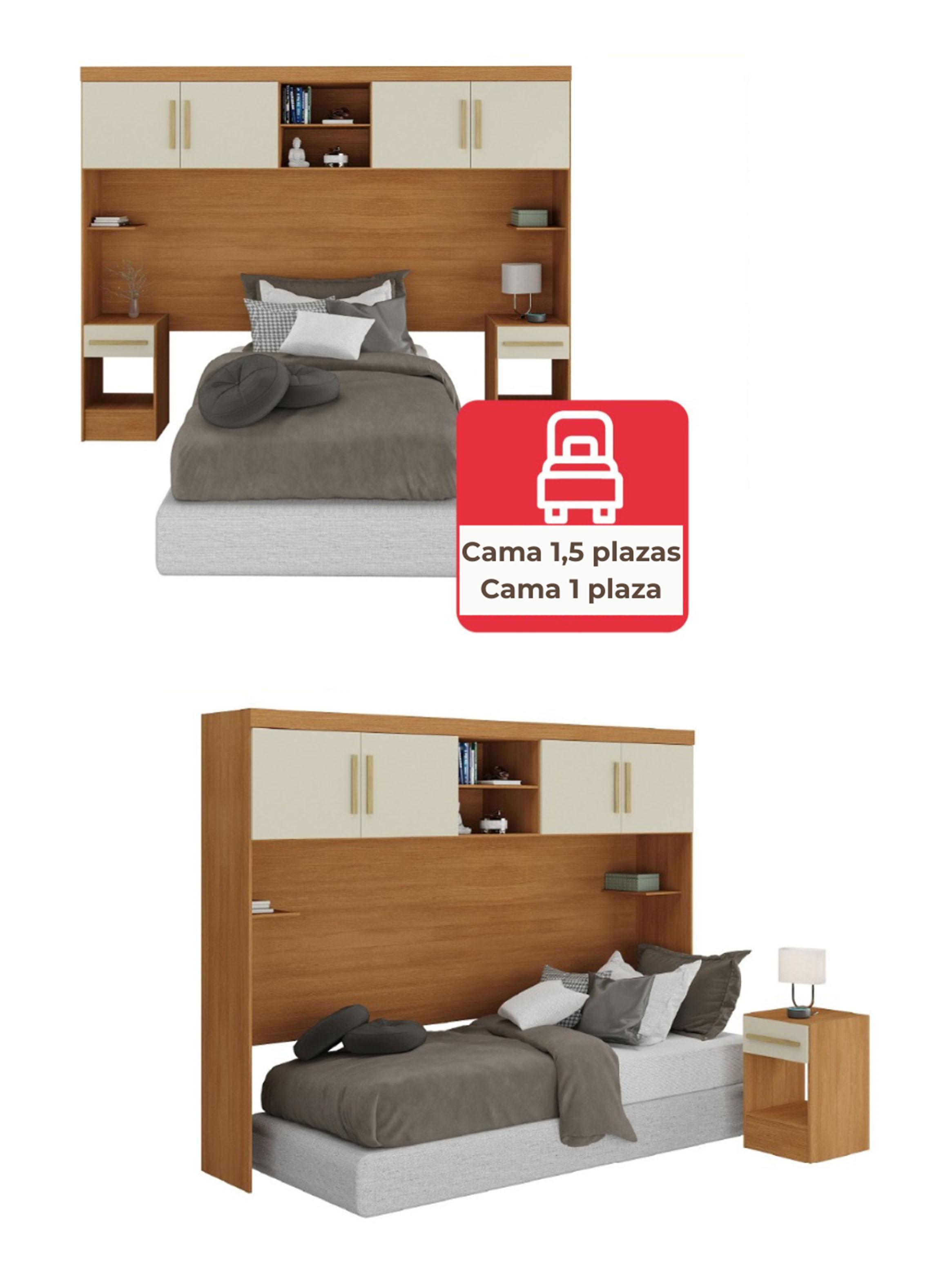 Set Dormitorio Trasera Aéreo + 2 Veladores Canela Off White-3