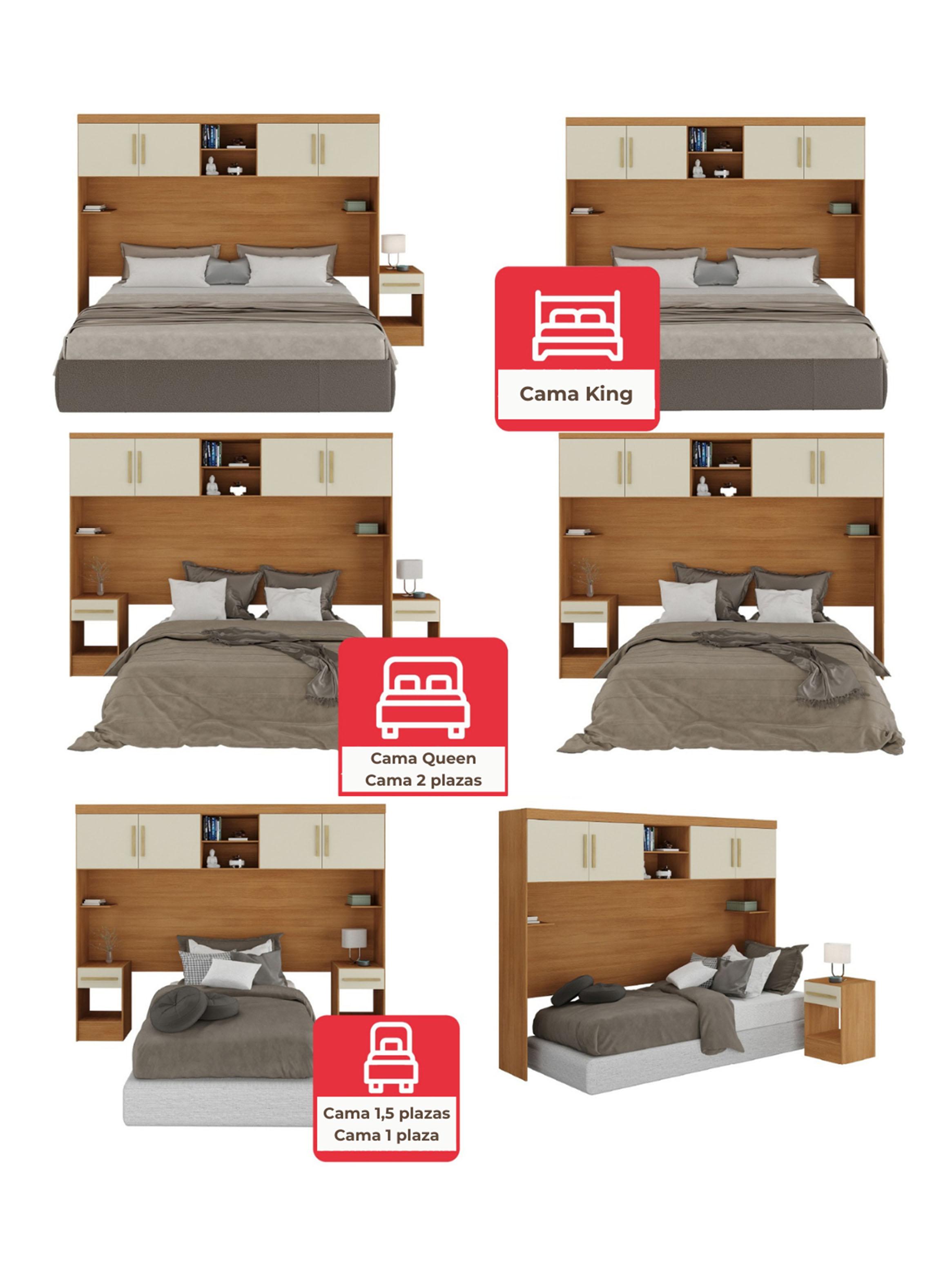 Set Dormitorio Trasera Aéreo + 2 Veladores Canela Off White-4