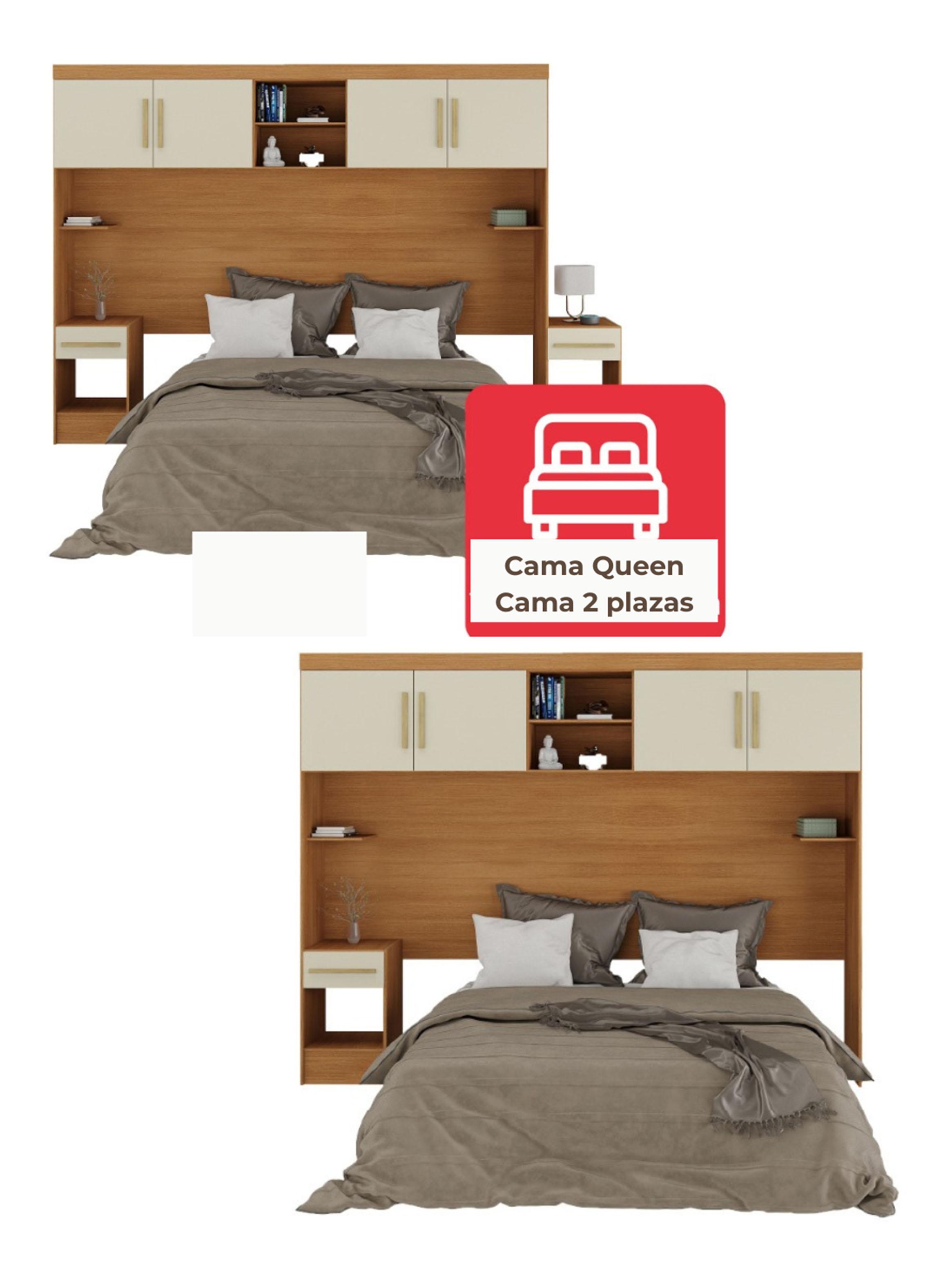Set Dormitorio Trasera Aéreo + 2 Veladores Canela Off White-4