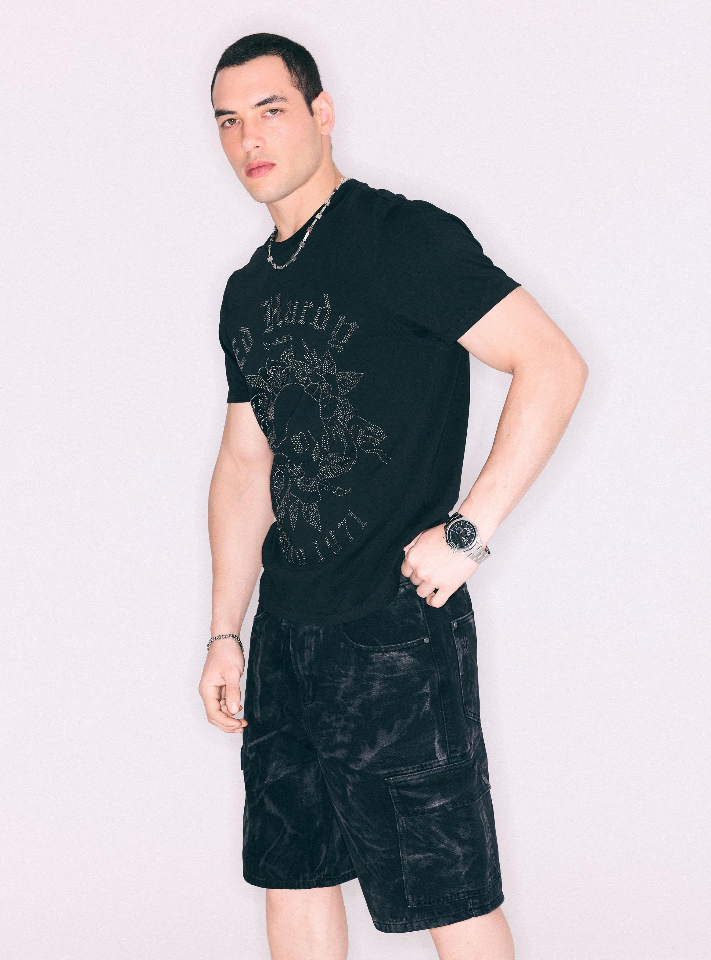 Polera Ed Hardy Estampado Brillos Manga Corta-0