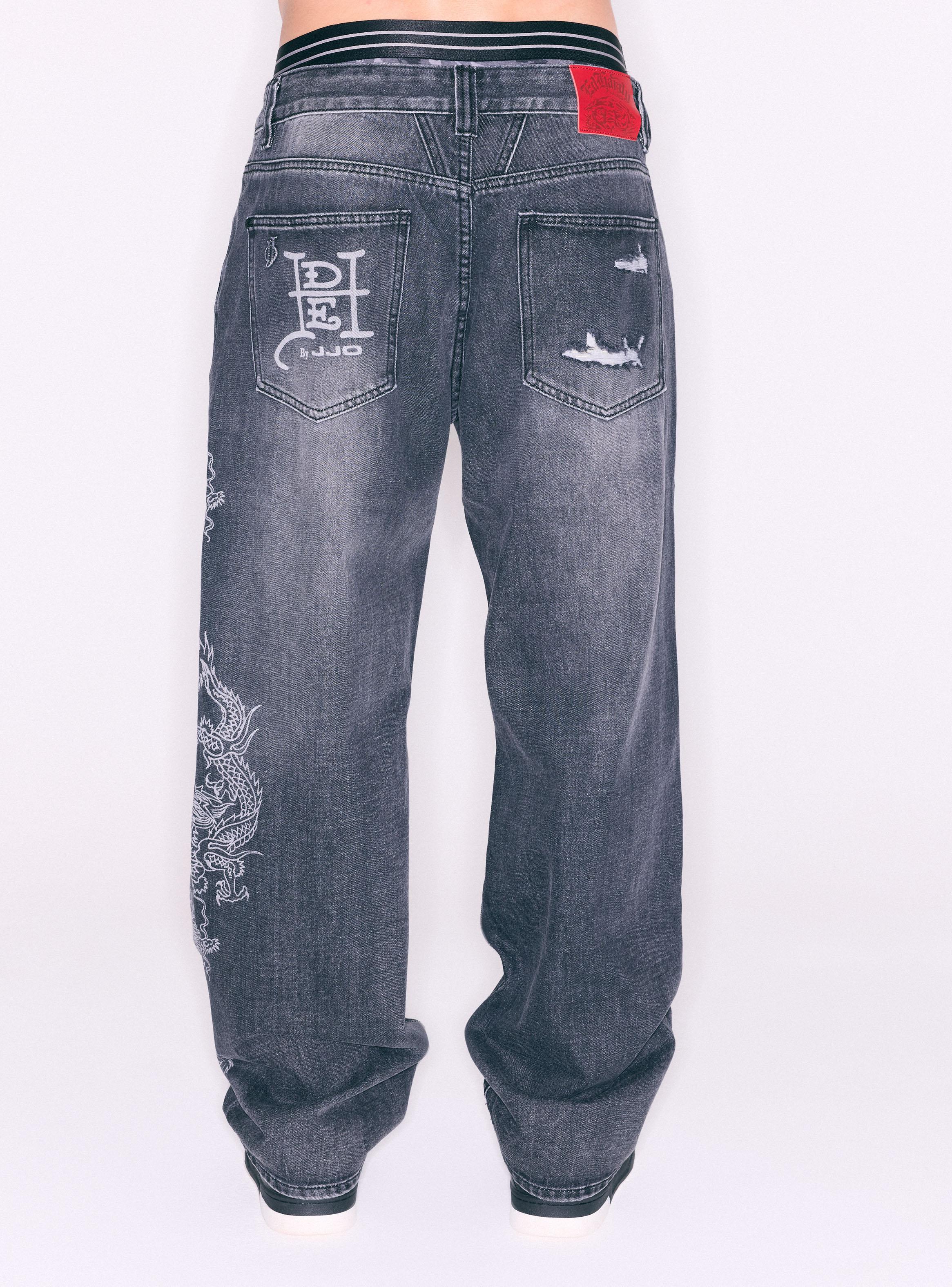 Jeans Ed Hardy Roturas y Estampado Un Costado-1