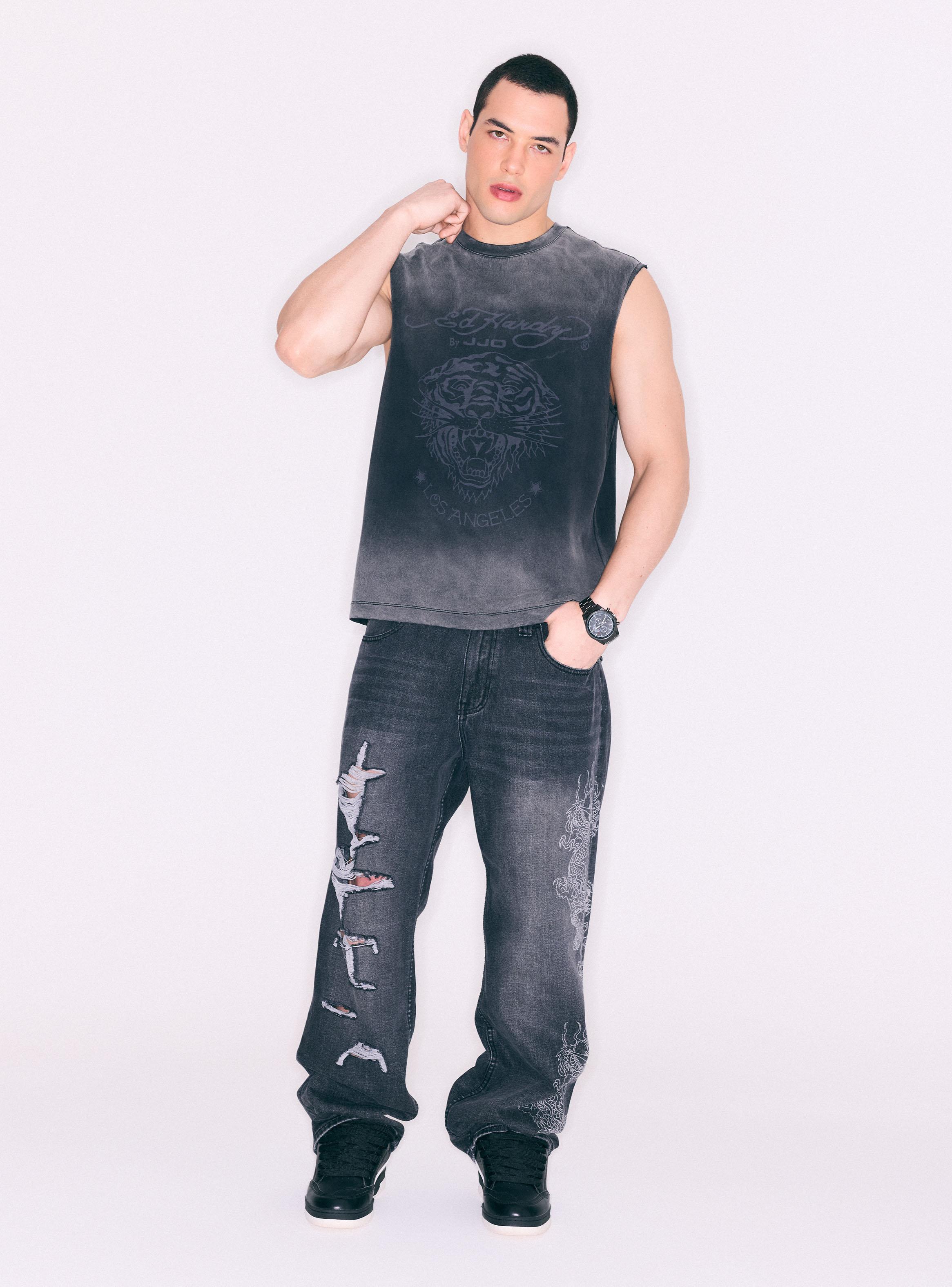 Jeans Ed Hardy Roturas y Estampado Un Costado-2
