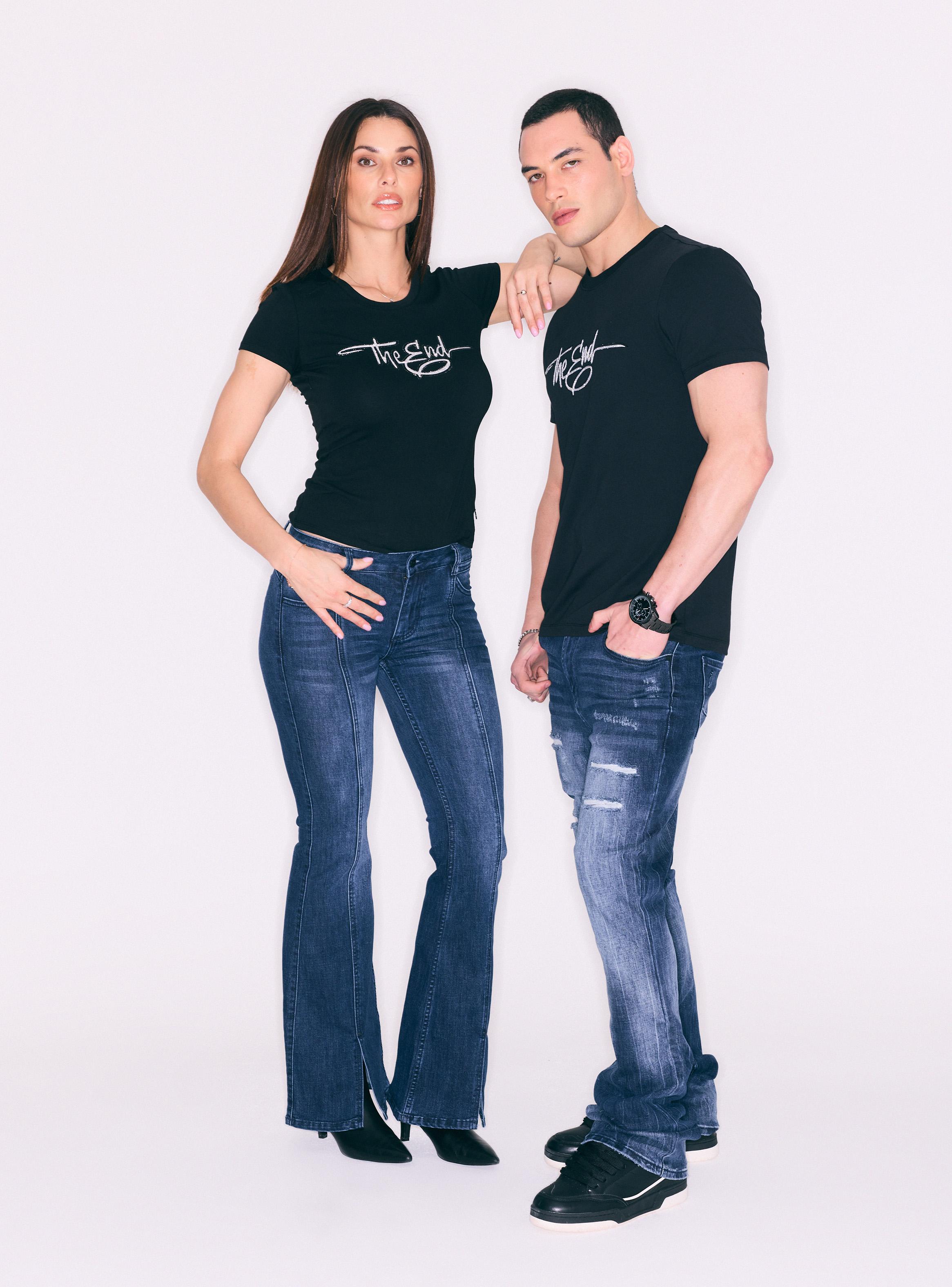Jeans Skinny Flare Lavado Contrastado y Roturas-4