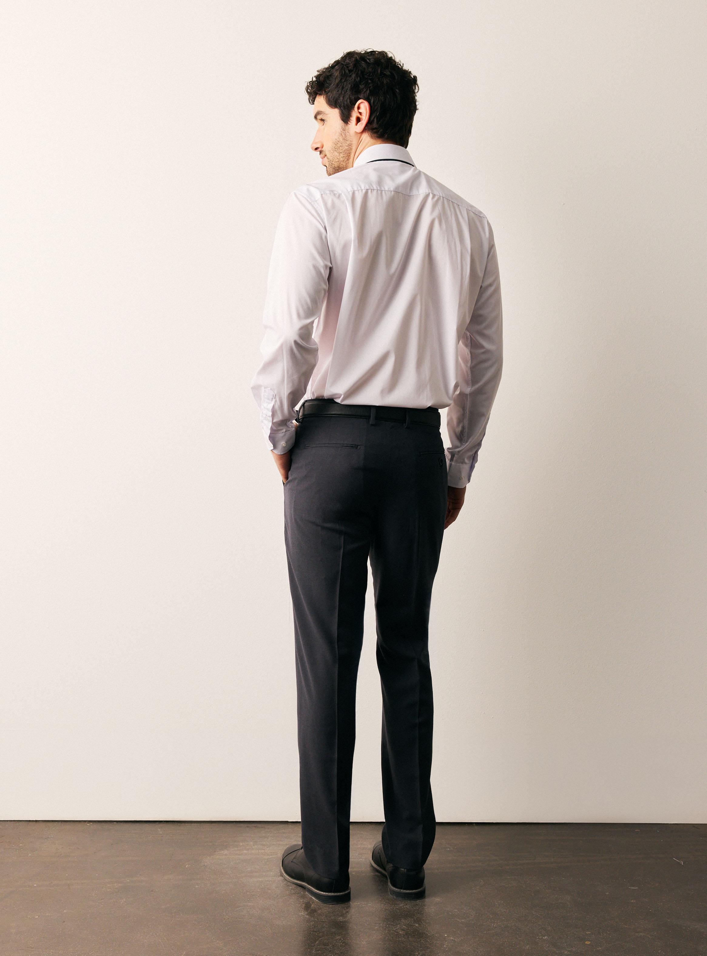 Pantalón Slim Fit Lana Poliéster Liso Color-5
