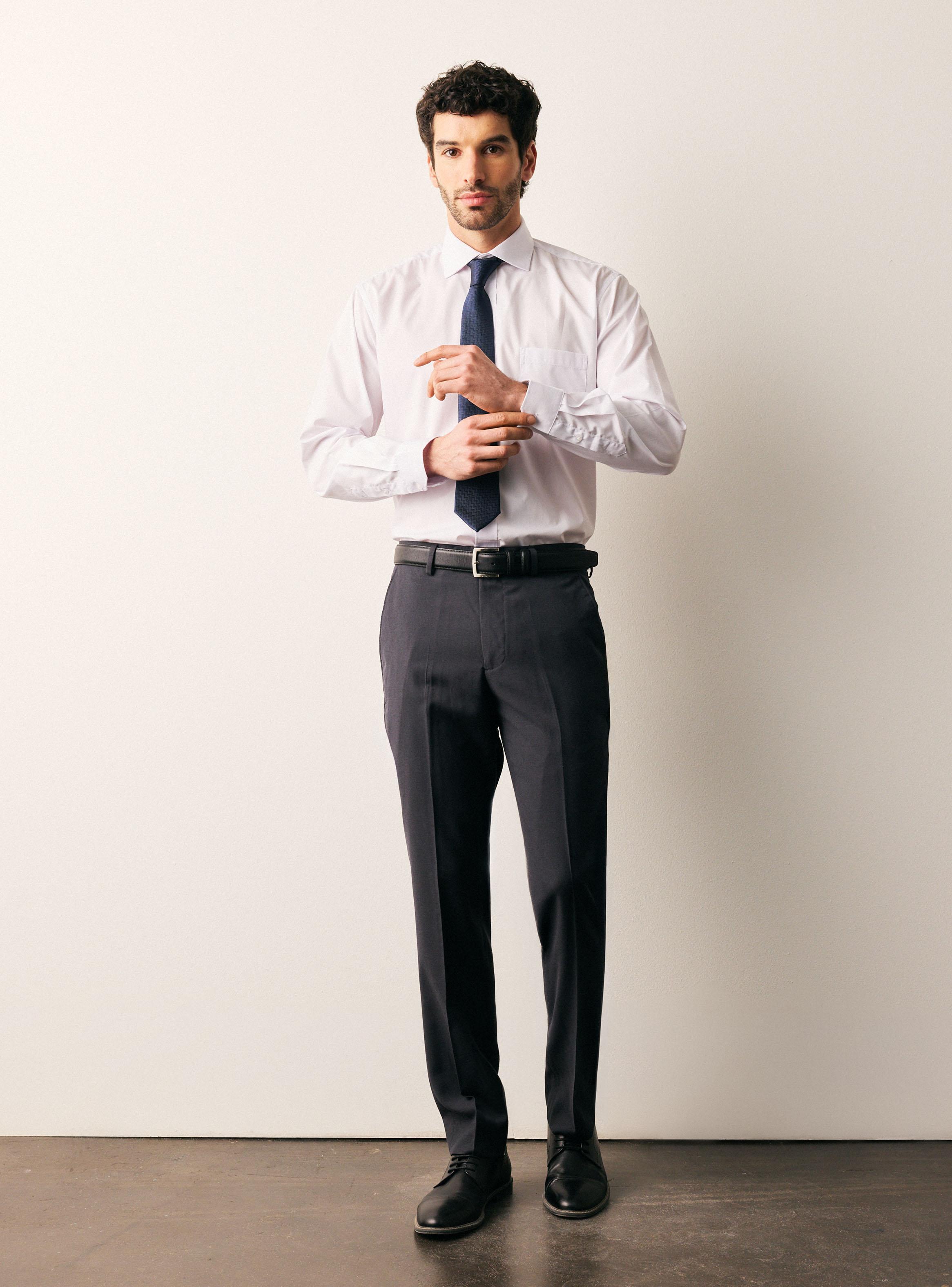 Pantalón Slim Fit Lana Poliéster Liso Color-4
