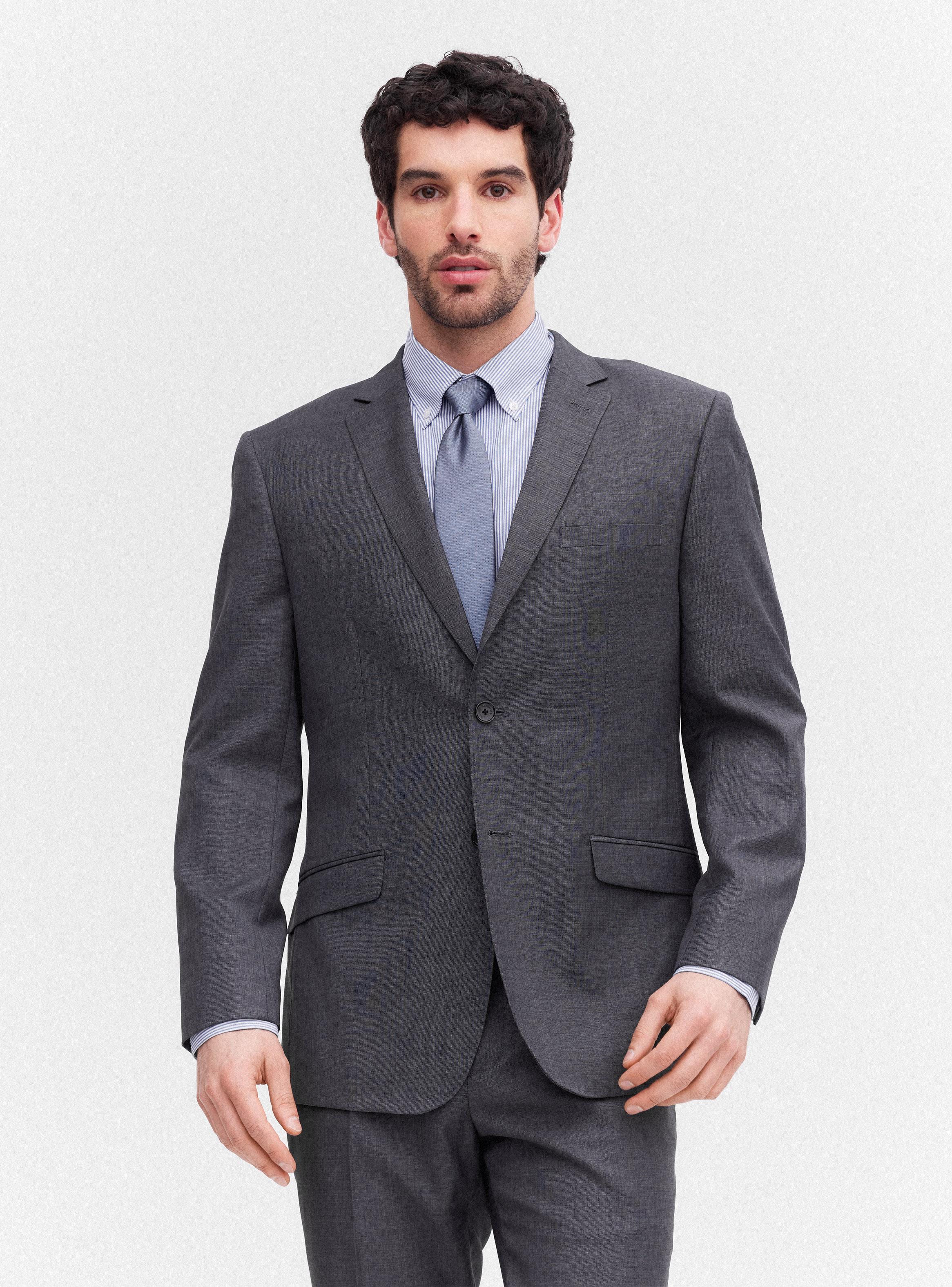Traje Recto Slim Fit Fantasía Texturada en Lana-0