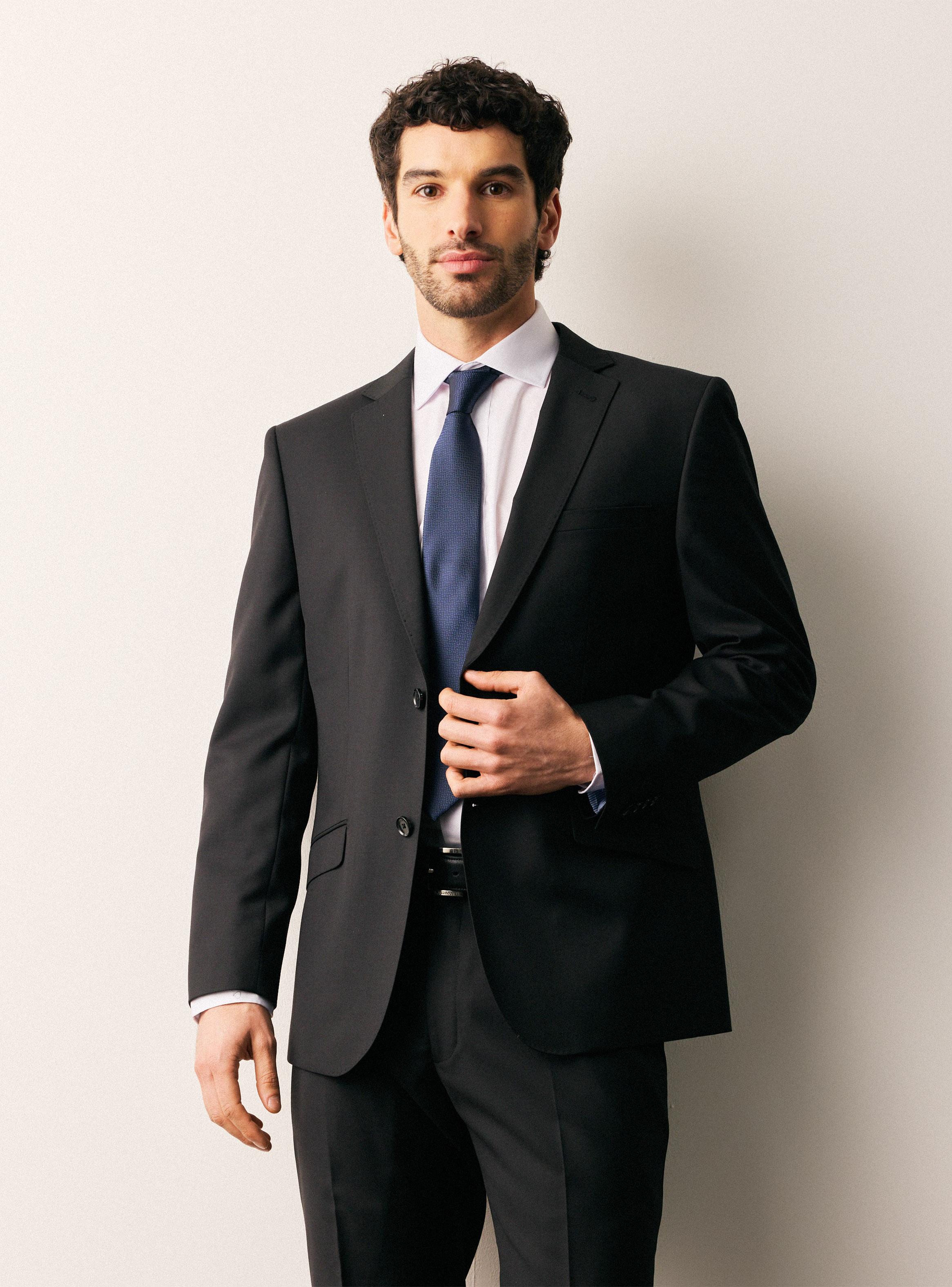 Traje Recto en Lana Lisa Slim Fit-0