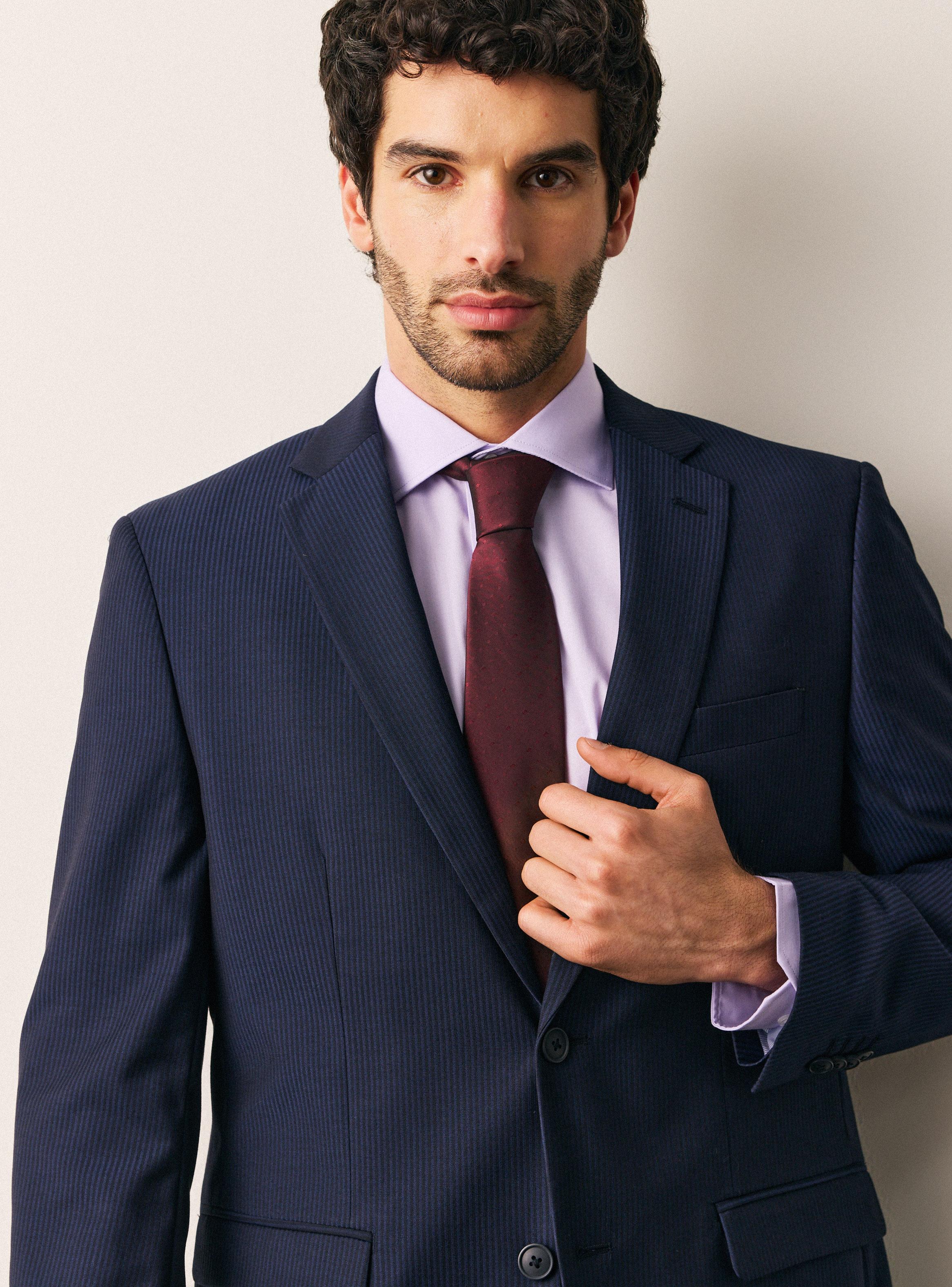 Traje Recto Regular Fit Fantasía Acanalada-1