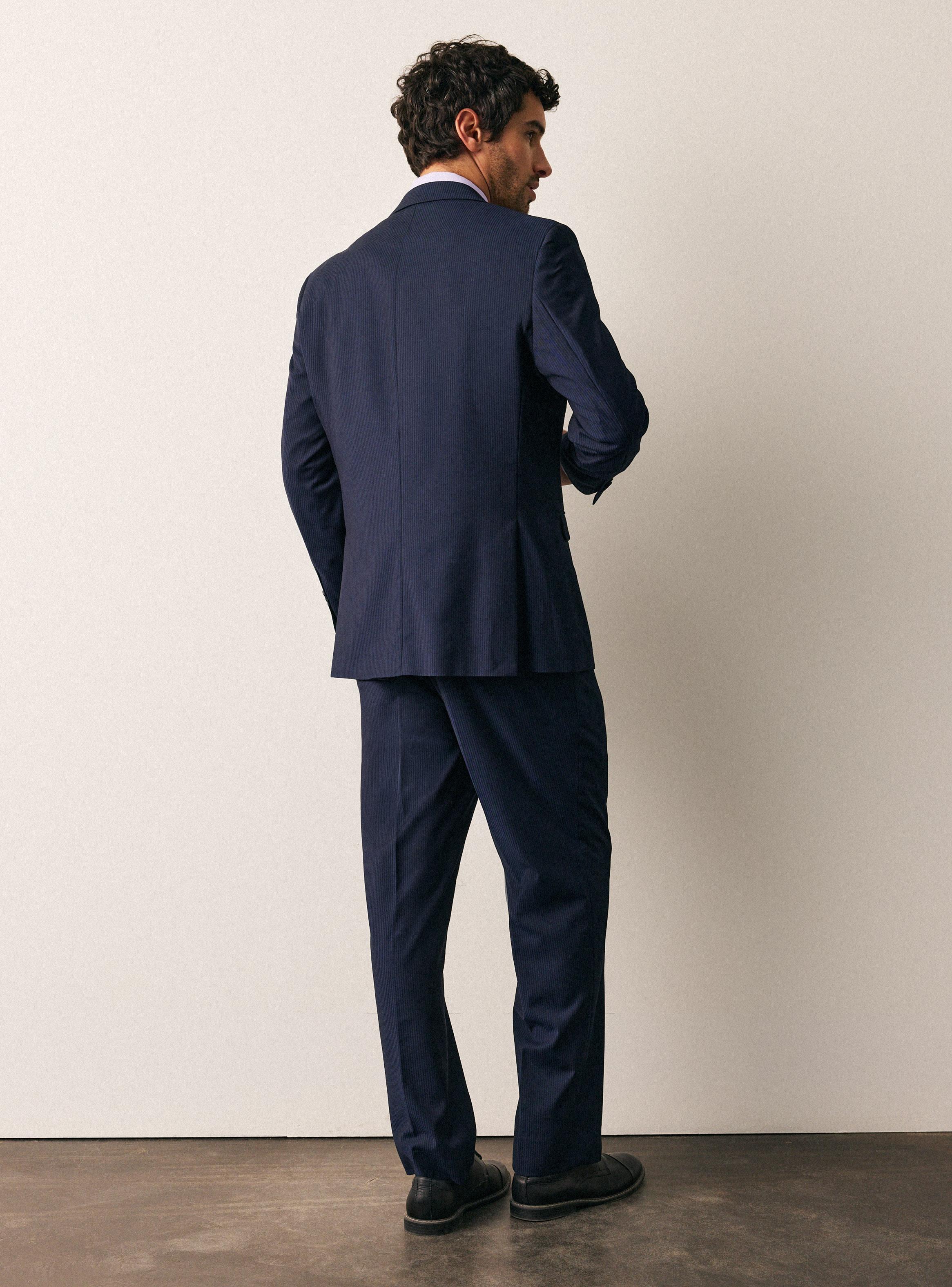 Traje Recto Regular Fit Fantasía Acanalada-4